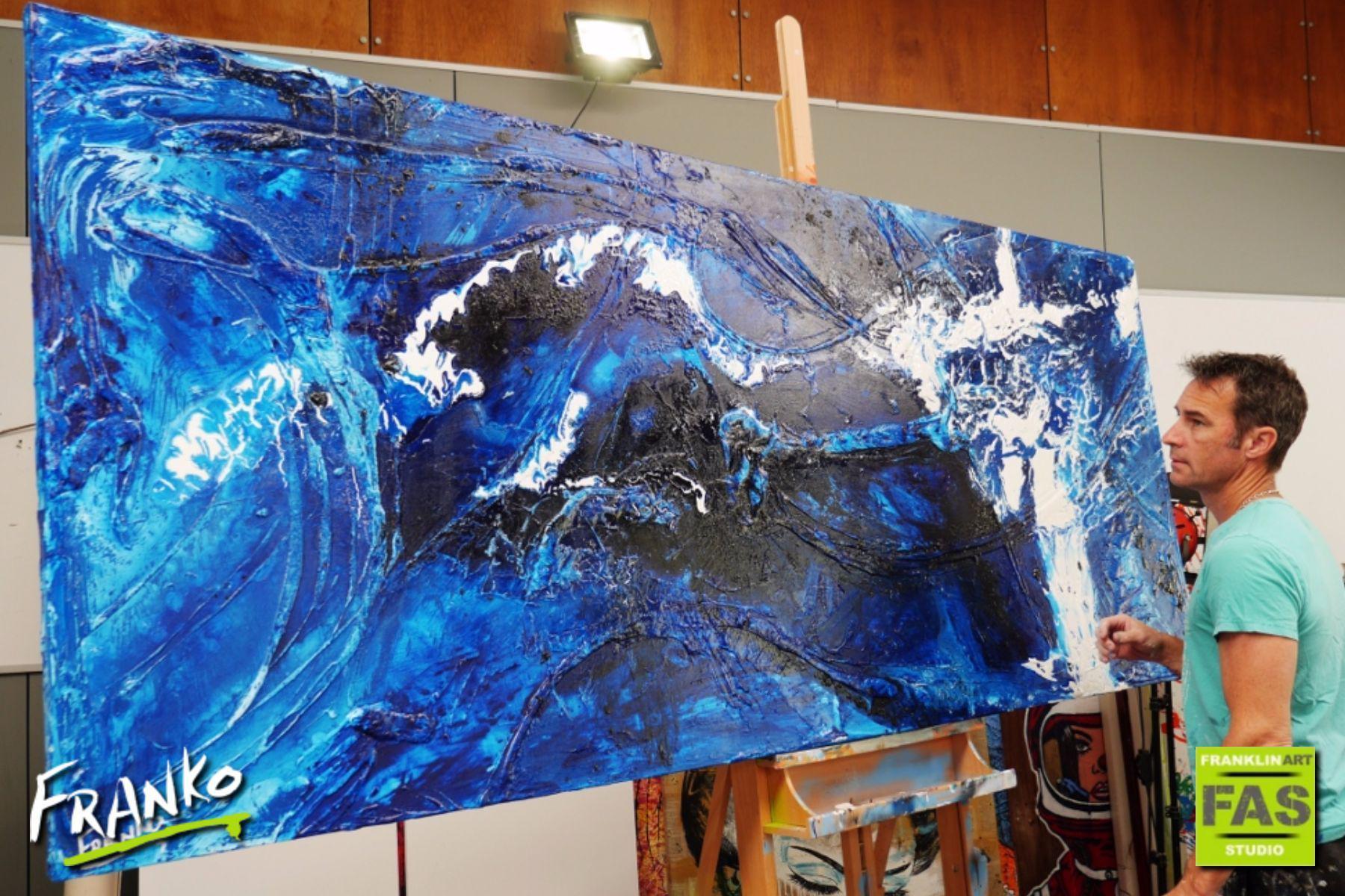 Blue Shuz 240cm x 100cm Blue Abstract Painting (SOLD)-abstract-[Franko_Artist]-[The_Block]-[Dream_Homes]-[ideas]- [Grand_Designs]-Franklin Art Studio