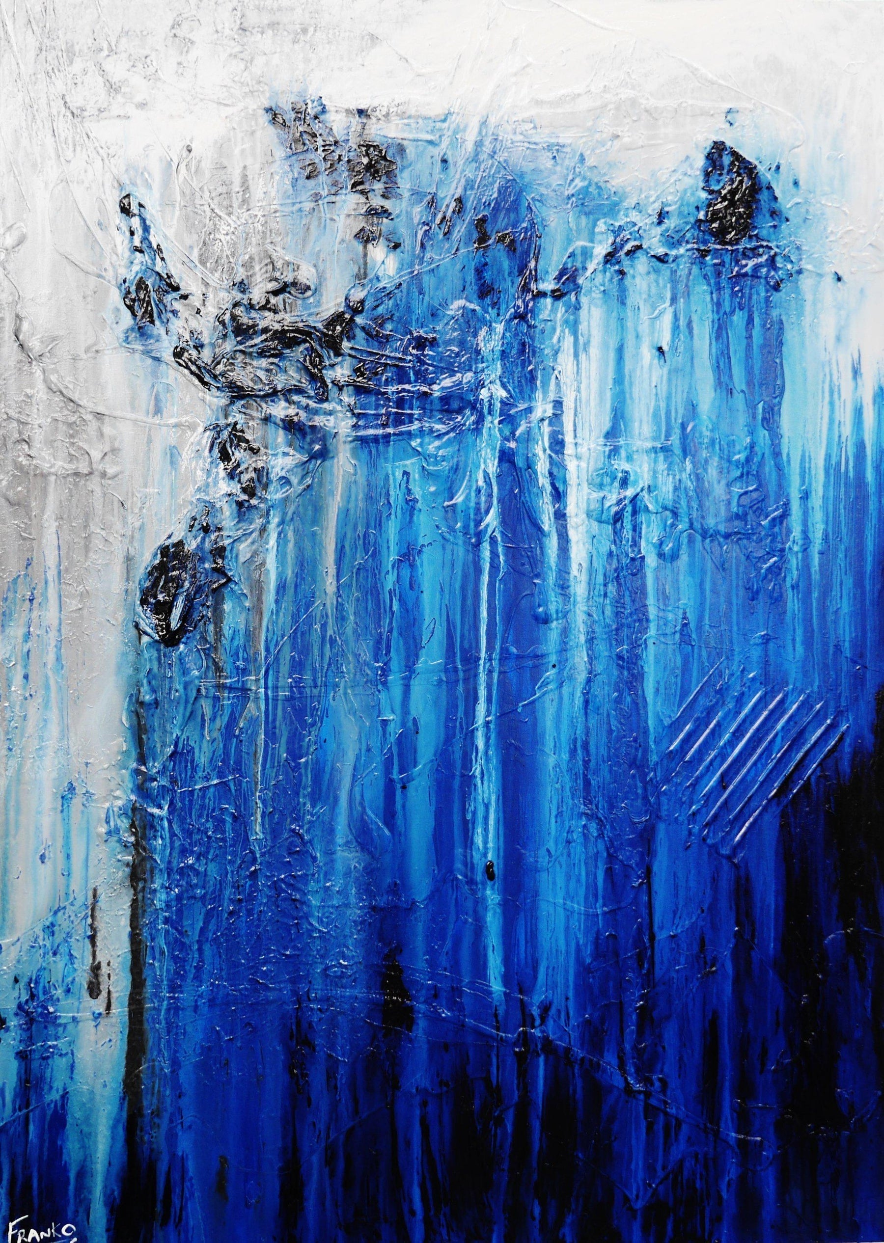 Blue Style 140cm x 100cm Blue White Grey Textured Abstract Painting (SOLD)-Abstract-[Franko_Artist]-[Australian_artist]-[Gold_Coast]-[Brisbane]-[modern]-[contemporary]-[original]-[Large_artwork]-Franklin Art Studio