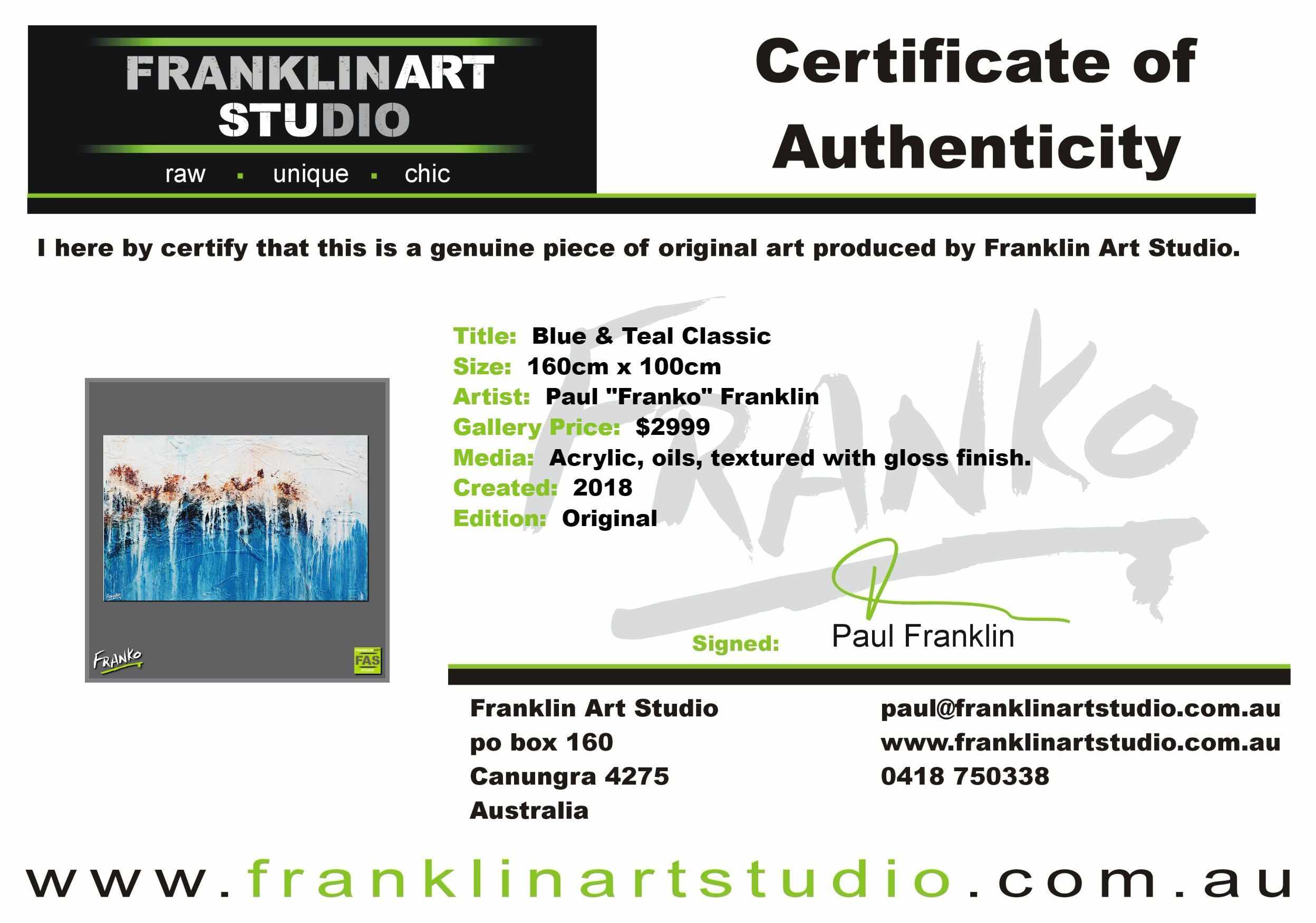 Blue & Teal Classic 160cm x 100cm White Blue Abstract Painting (SOLD)-Abstract-[Franko_Artist]-[The_Block]-[Dream_Homes]-[ideas]-[Grand_Designs]-[Art_Lover]-Franklin Art Studio