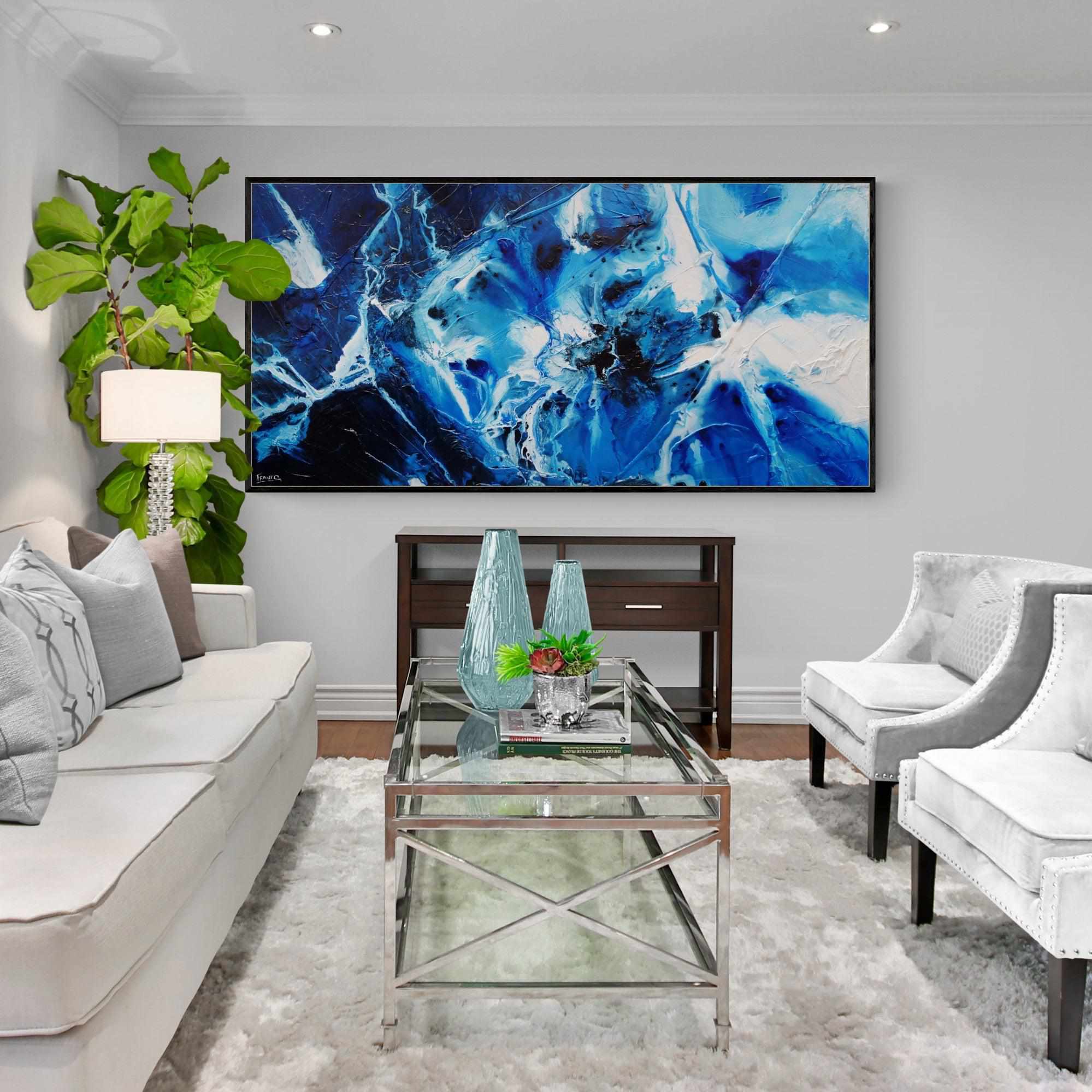 Blue Theory 200cm x 100cm Blue White Textured Abstract Painting (SOLD)-Abstract-[Franko_Artist]-[Australian_artist]-[Gold_Coast]-[Brisbane]-[modern]-[contemporary]-[original]-[Large_artwork]-[The_Block]-[Dream_Homes]-[ideas]-[Grand_Designs]-[Art_Lover]-Franklin Art Studio