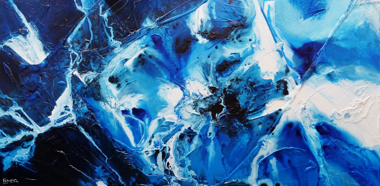 Blue Theory 200cm x 100cm Blue White Textured Abstract Painting (SOLD)-Abstract-[Franko_Artist]-[Australian_artist]-[Gold_Coast]-[Brisbane]-[modern]-[contemporary]-[original]-[Large_artwork]-Franklin Art Studio