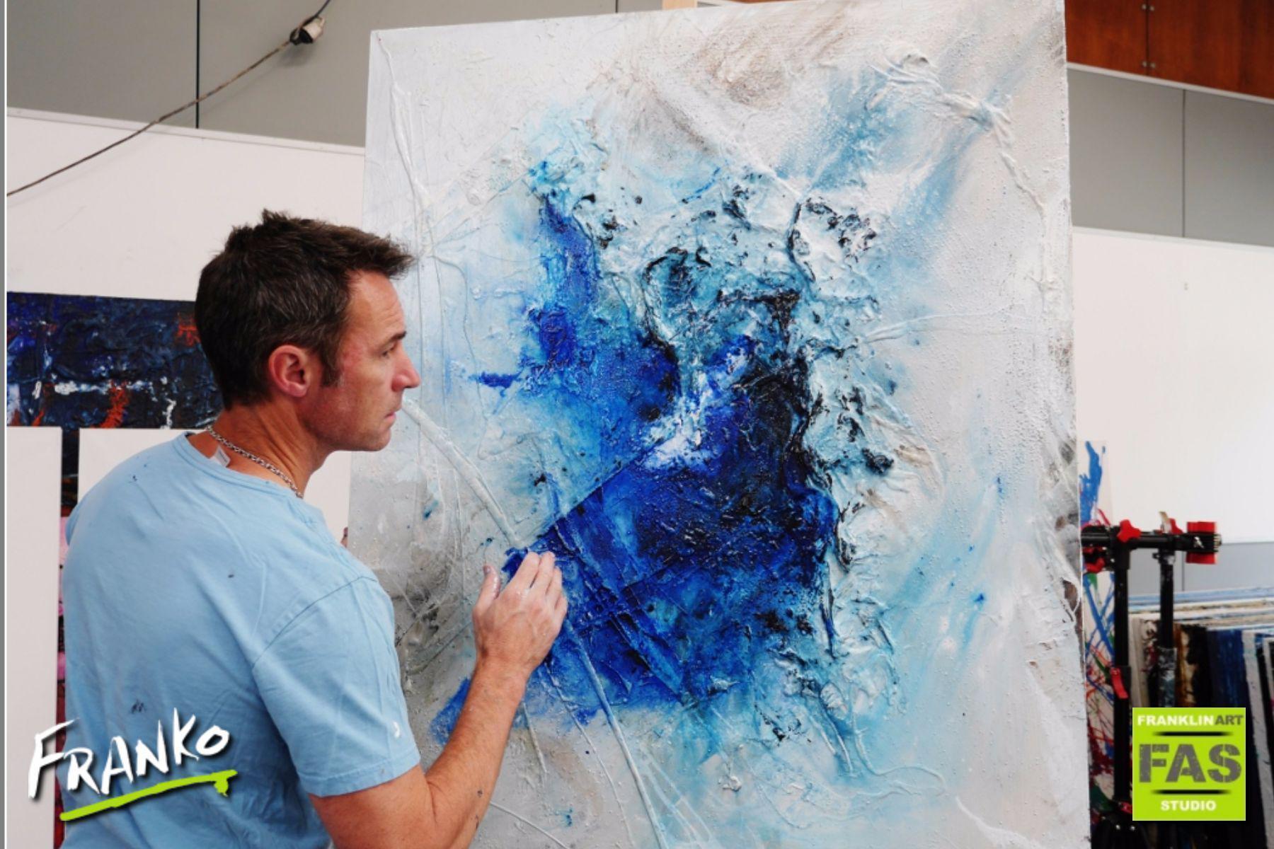 Blue Tides 120cm x 100cm Blue Abstract Painting (SOLD)-abstract-[Franko_Artist]-[The_Block]-[Dream_Homes]-[ideas]- [Grand_Designs]-Franklin Art Studio