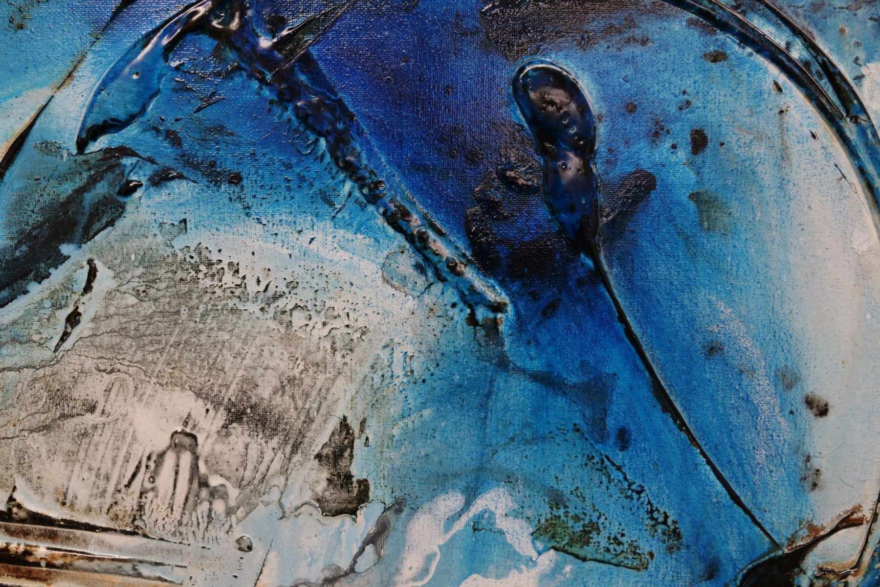 Blue Vega 160cm x 100cm Blue Rust Textured Abstract Painting (SOLD)