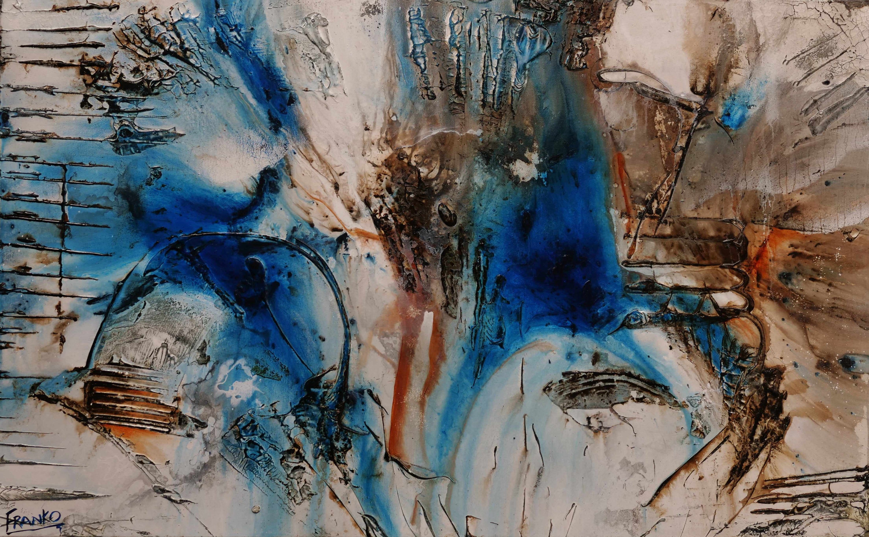 Blue Vega 160cm x 100cm Blue Rust Textured Abstract Painting (SOLD)-Abstract-[Franko_Artist]-[Australian_artist]-[Gold_Coast]-[Brisbane]-[modern]-[contemporary]-[original]-[Large_artwork]-Franklin Art Studio