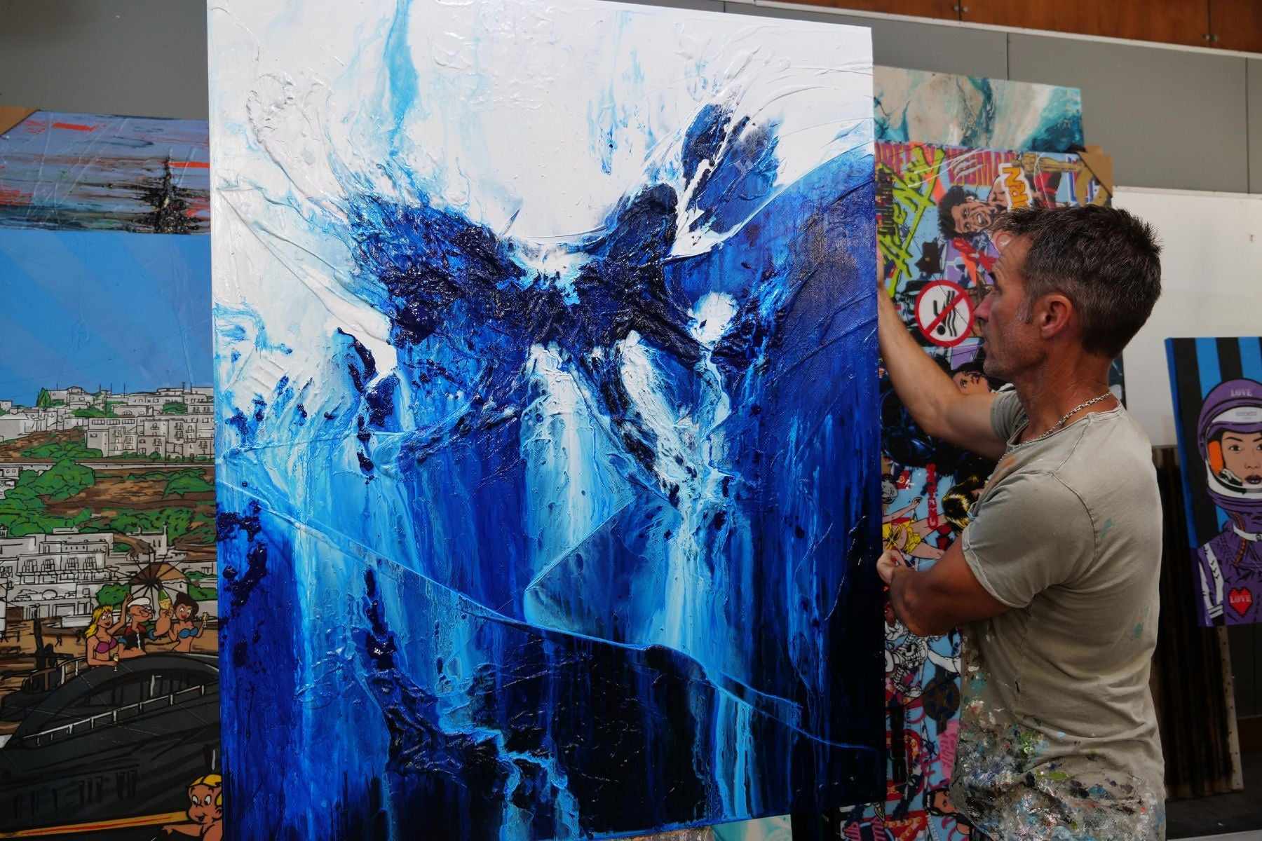 update alt-text with template Blueberry Falls 120cm x 150cm Blue White Textured Abstract Painting-Abstract-[Franko_Artist]-[The_Block]-[Dream_Homes]-[ideas]- [Grand_Designs]-Franklin Art Studio