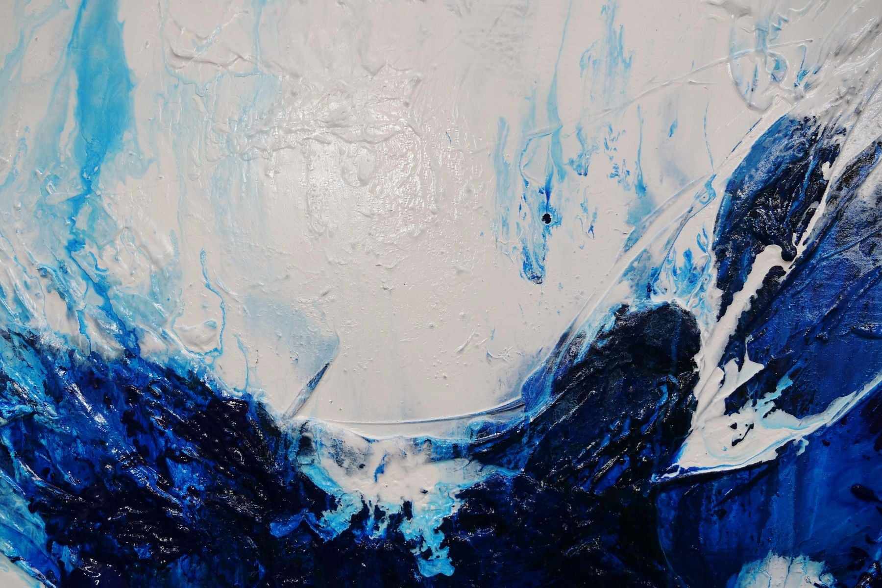 Blueberry Falls 120cm x 150cm Blue White Textured Abstract Painting-Abstract-[Franko]-[Artist]-[Australia]-[Painting]-Franklin Art Studio