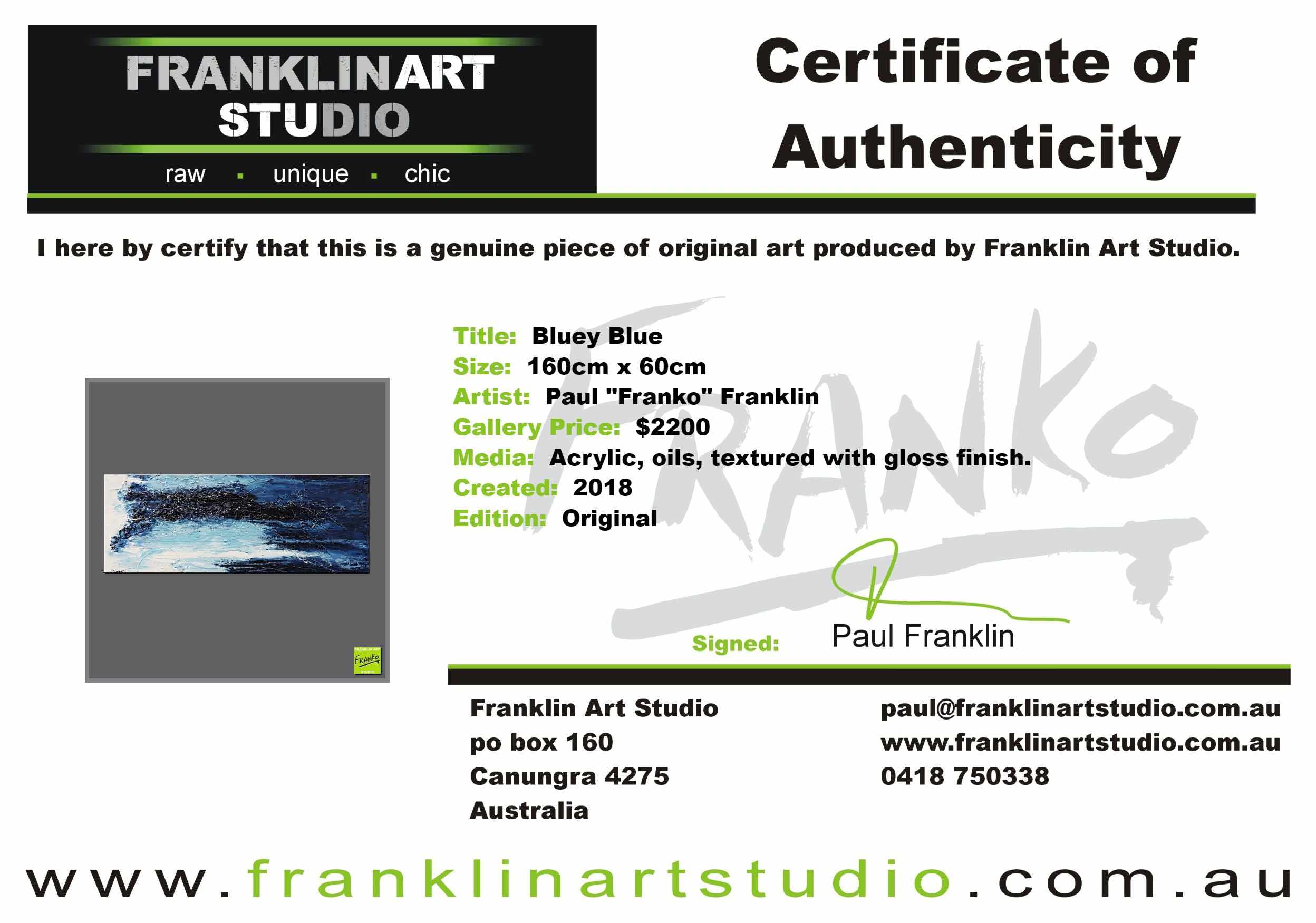 Bluey Blue 160cm x 60cm Blue White Textured Abstract Painting (SOLD)-Abstract-[Franko_Artist]-[The_Block]-[Dream_Homes]-[ideas]-[Grand_Designs]-[Art_Lover]-Franklin Art Studio