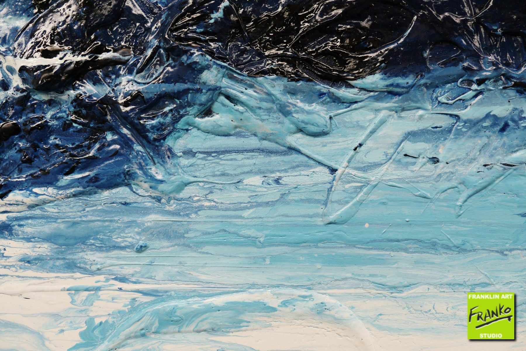 Bluey Blue 160cm x 60cm Blue White Textured Abstract Painting (SOLD)