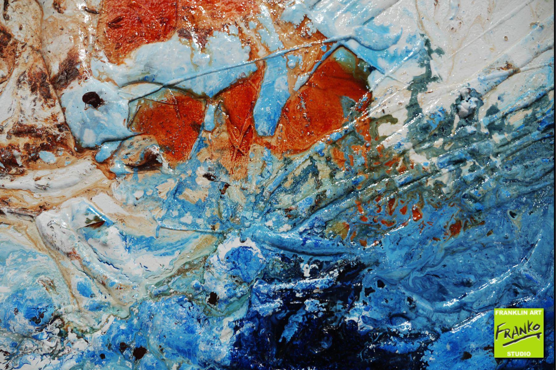 Bluish Utopia 120cm x 150cm Blue White Brown Textured Abstract Painting (SOLD)