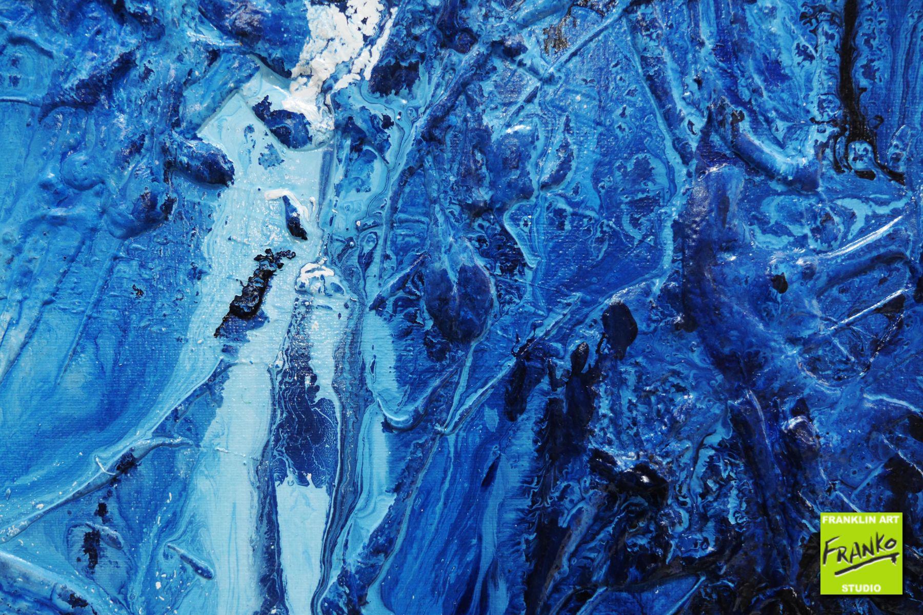 Bluish Utopia 120cm x 150cm Blue White Brown Textured Abstract Painting (SOLD)-Abstract-[Franko]-[Artist]-[Australia]-[Painting]-Franklin Art Studio