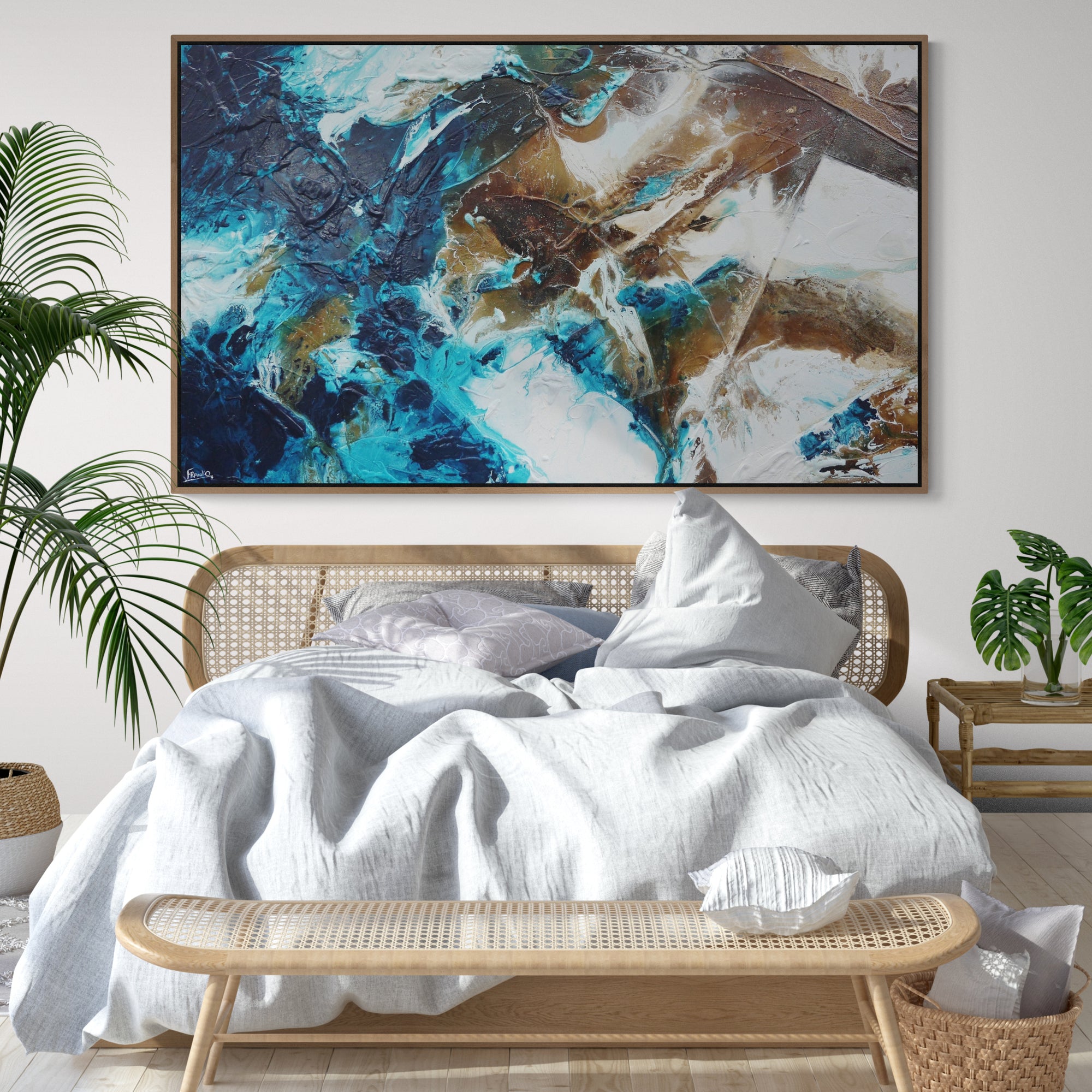 Southern Charm 200cm x 120cm Turquoise Rusts White Textured Abstract Painting (SOLD)-Abstract-[Franko_Artist]-[Australian_artist]-[Gold_Coast]-[Brisbane]-[modern]-[contemporary]-[original]-[Large_artwork]-[The_Block]-[Dream_Homes]-[ideas]-[Grand_Designs]-[Art_Lover]-Franklin Art Studio