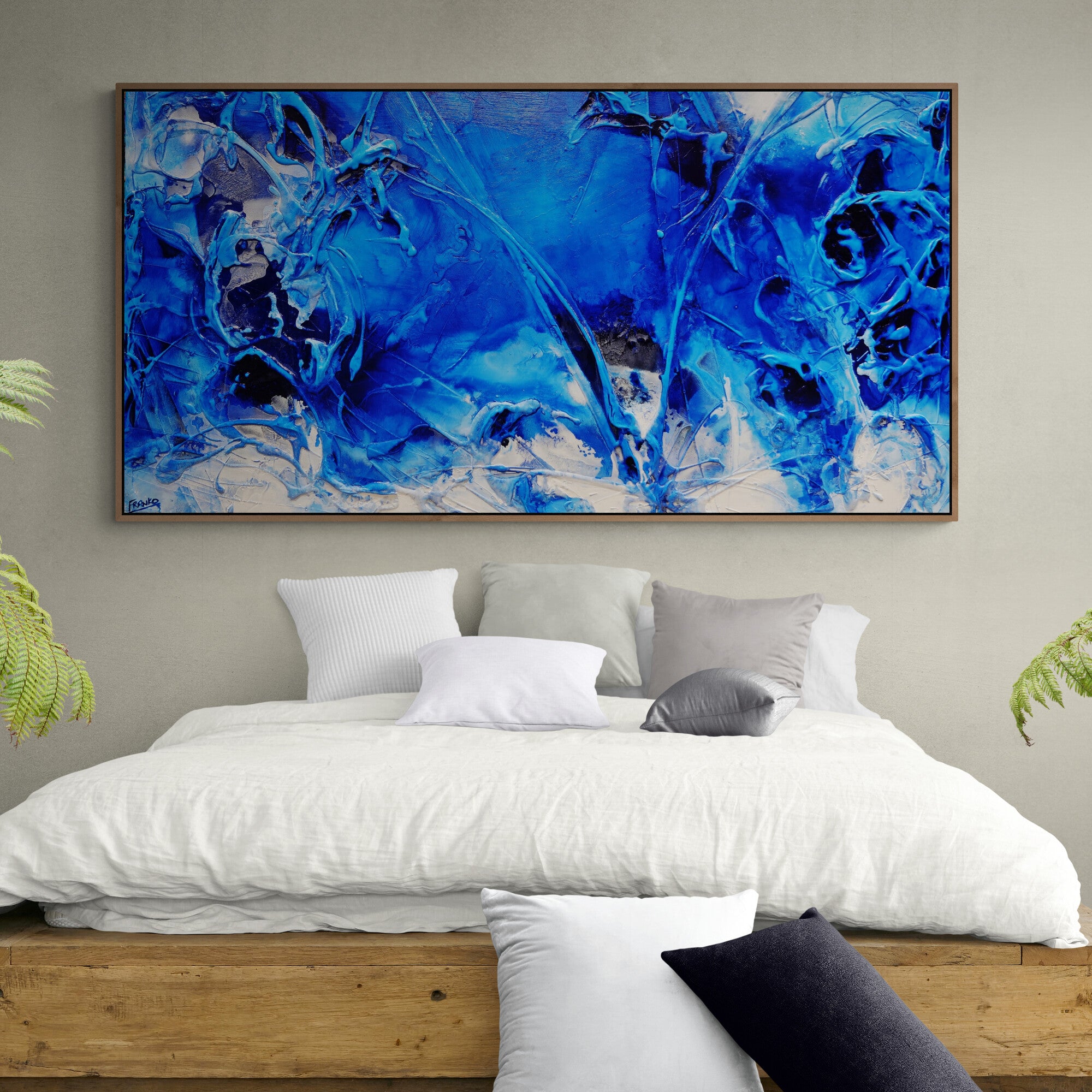 Sapphire Horizon 190cm x 100cm Blue White Textured Abstract Painting (SOLD)-Abstract-[Franko_Artist]-[Australian_artist]-[Gold_Coast]-[Brisbane]-[modern]-[contemporary]-[original]-[Large_artwork]-[The_Block]-[Dream_Homes]-[ideas]-[Grand_Designs]-[Art_Lover]-Franklin Art Studio