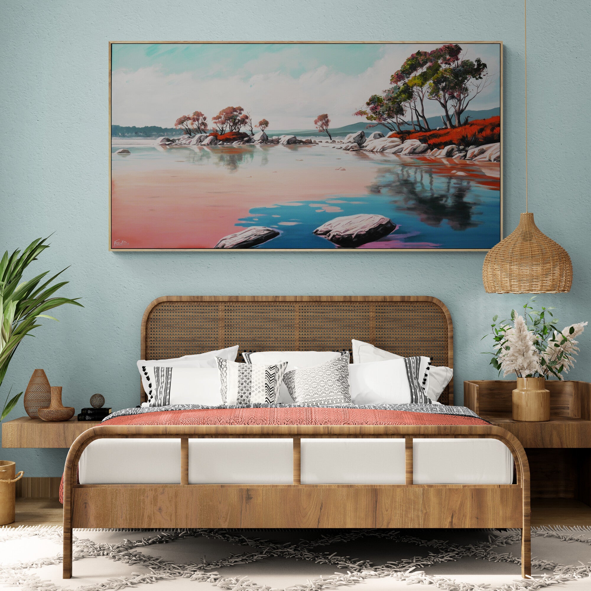 Tranquility Bay 190cm x 100cm Framed Neutral Palate Australian Landscape Abstract Painting (SOLD)