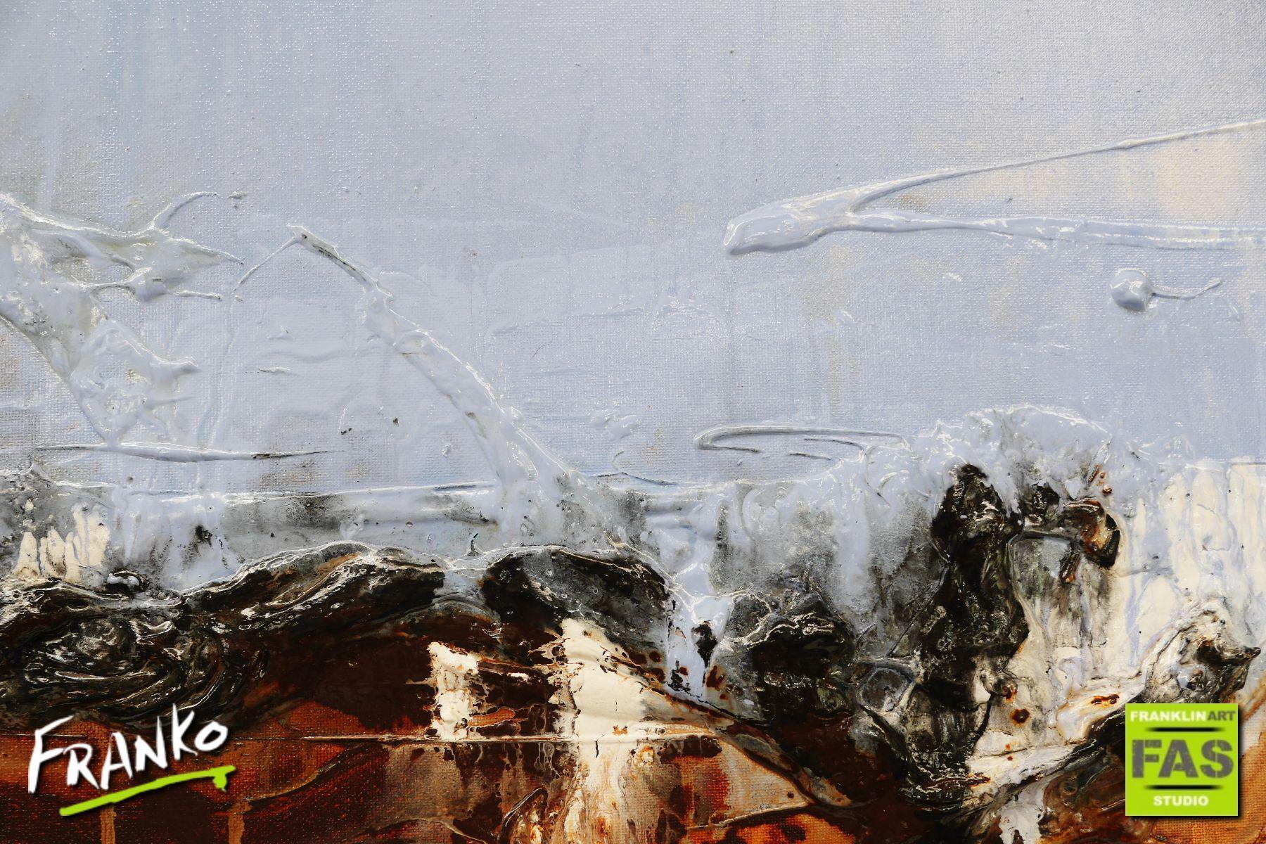 Bounty 200cm x 80cm Brown Blue Abstract Painting (SOLD)