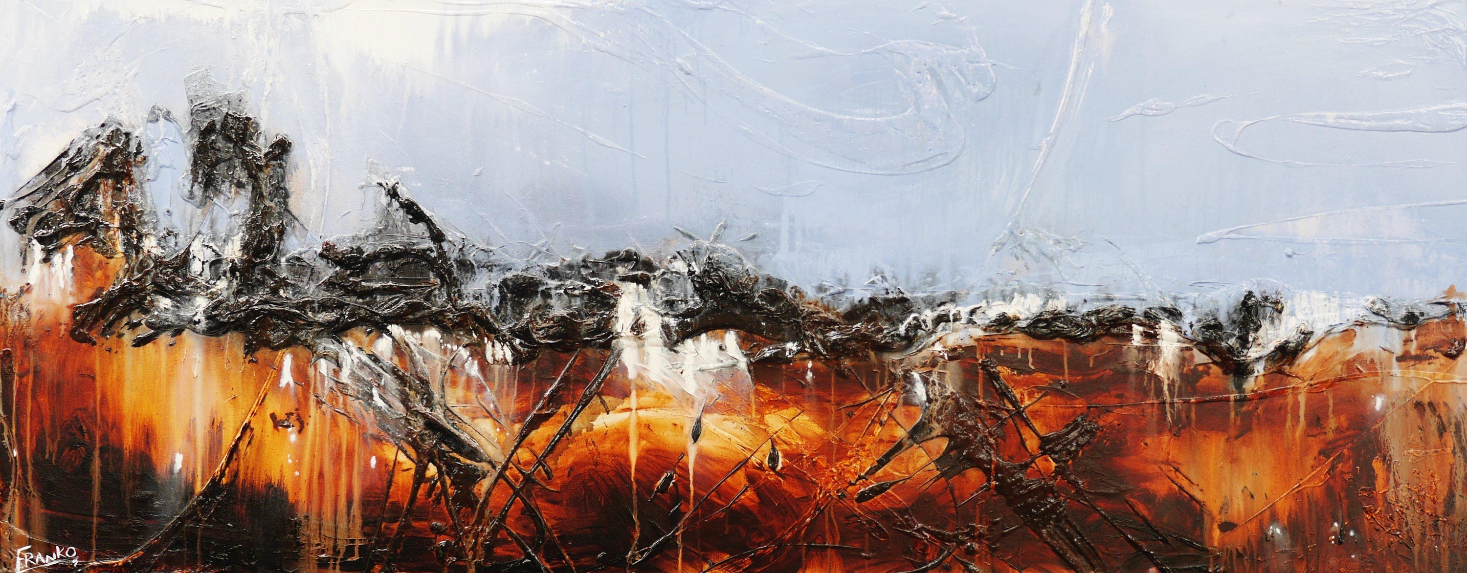 Bounty 200cm x 80cm Brown Blue Abstract Painting (SOLD)-Abstract-[Franko_Artist]-[Australian_artist]-[Gold_Coast]-[Brisbane]-[modern]-[contemporary]-[original]-[Large_artwork]-Franklin Art Studio