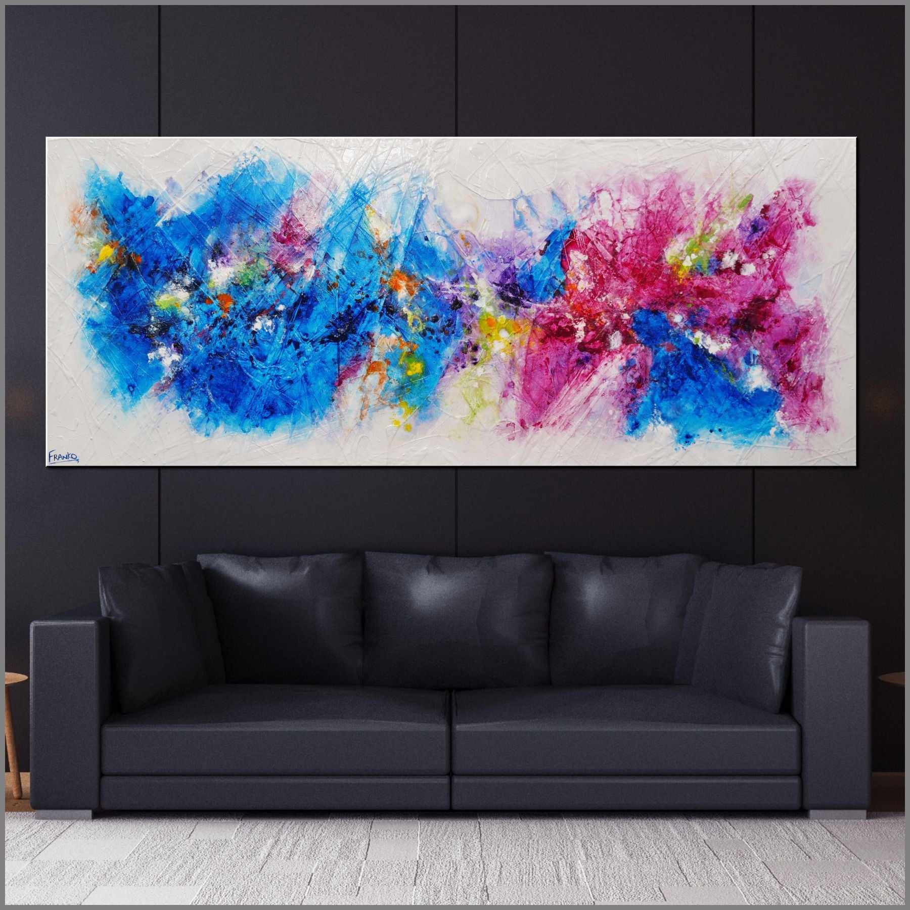 Bouquet Spirit 200cm x 80cm Colourful Textured Abstract Painting (SOLD)-Abstract-[Franko_Artist]-[Australian_artist]-[Gold_Coast]-[Brisbane]-[modern]-[contemporary]-[original]-[Large_artwork]-[The_Block]-[Dream_Homes]-[ideas]-[Grand_Designs]-[Art_Lover]-Franklin Art Studio