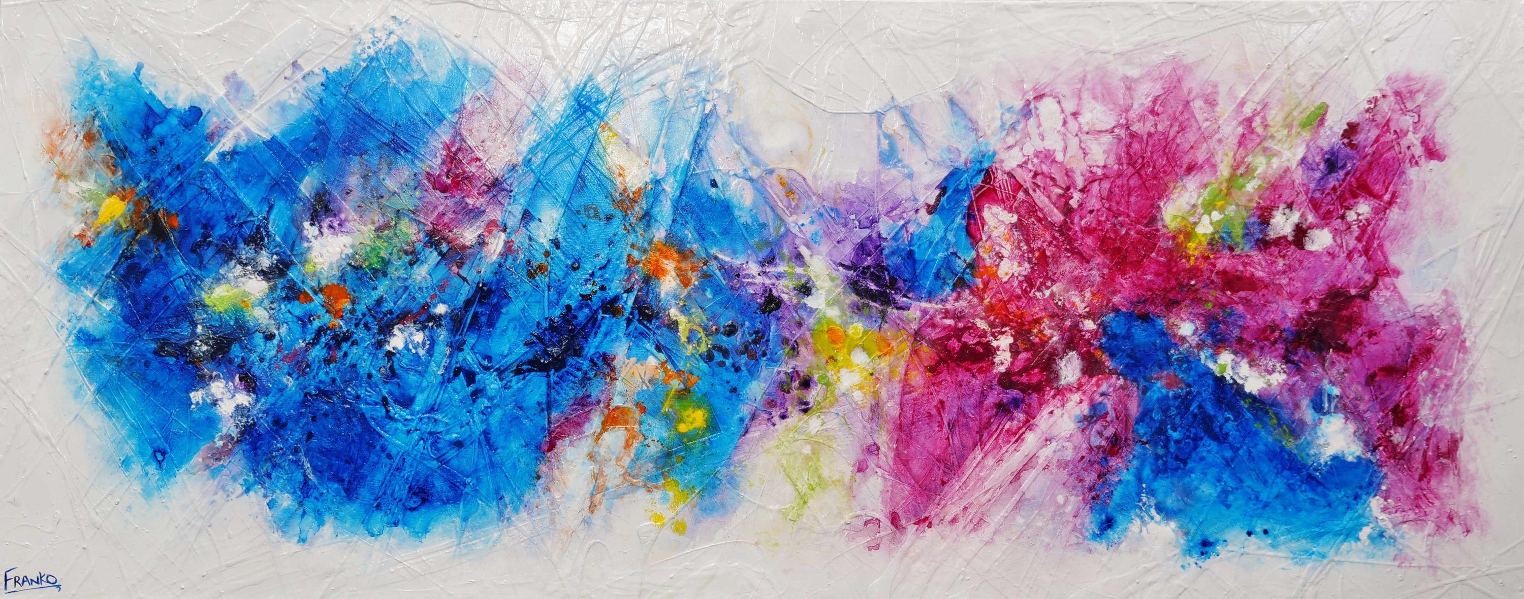 Bouquet Spirit 200cm x 80cm Colourful Textured Abstract Painting (SOLD)-Abstract-[Franko_Artist]-[Australian_artist]-[Gold_Coast]-[Brisbane]-[modern]-[contemporary]-[original]-[Large_artwork]-Franklin Art Studio