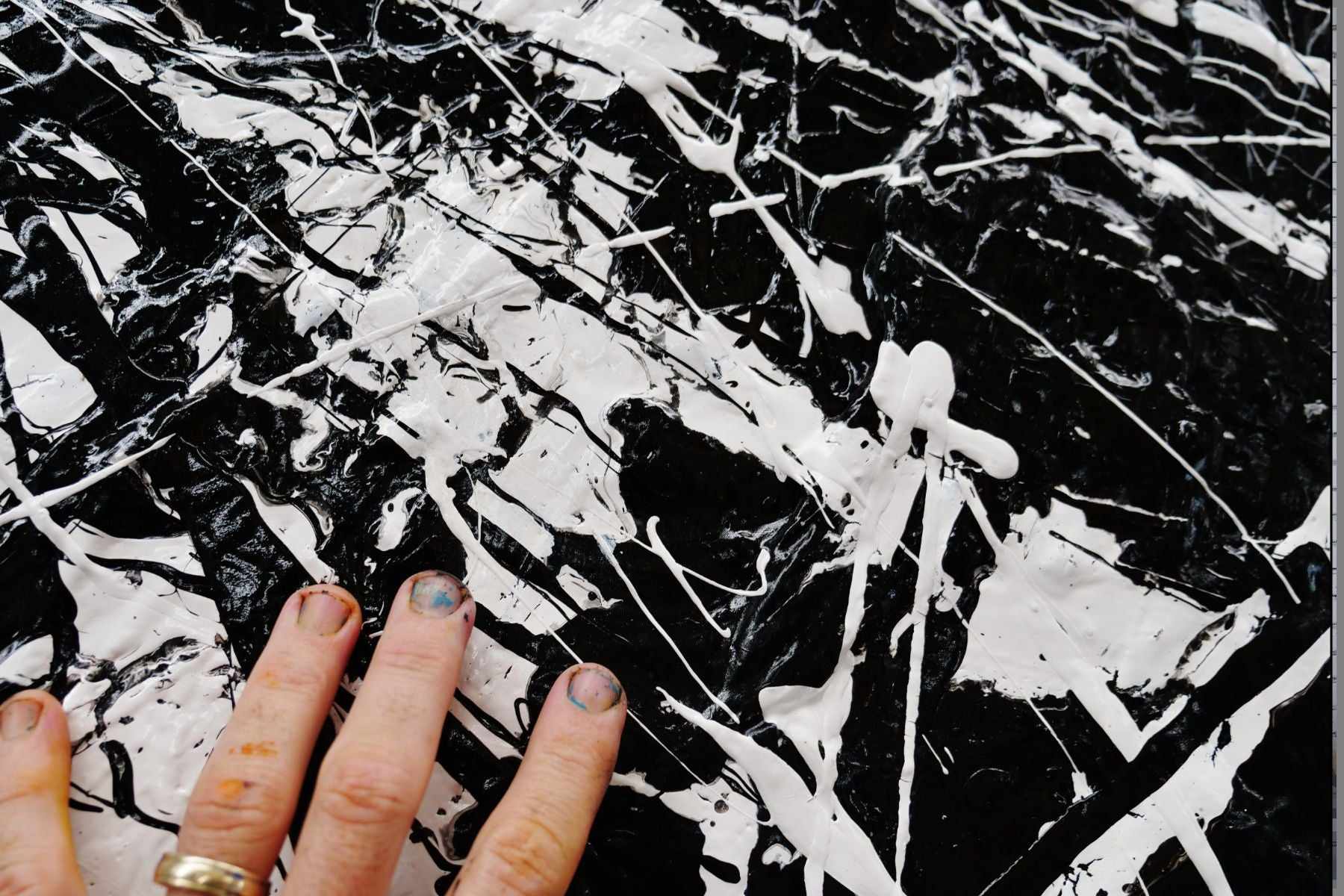 Brain Freezer 240cm x 120cm Black White Textured Abstract Painting (SOLD)-Abstract-[Franko]-[Artist]-[Australia]-[Painting]-Franklin Art Studio