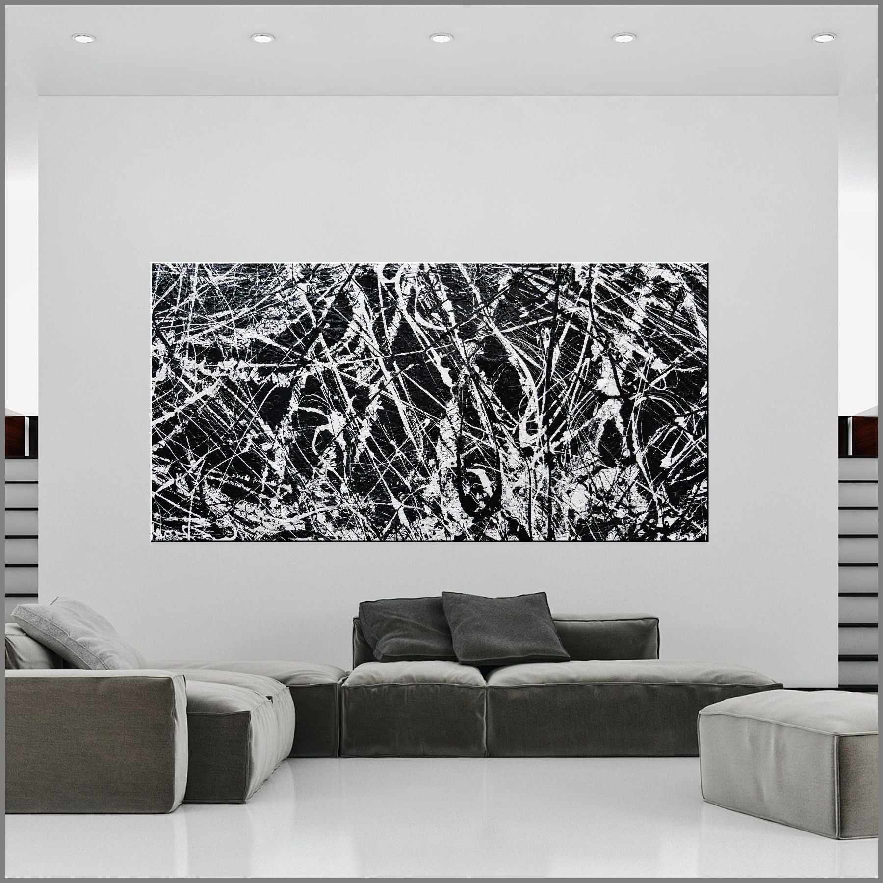 Brain Freezer 240cm x 120cm Black White Textured Abstract Painting (SOLD)-Abstract-[Franko_Artist]-[Australian_artist]-[Gold_Coast]-[Brisbane]-[modern]-[contemporary]-[original]-[Large_artwork]-[The_Block]-[Dream_Homes]-[ideas]-[Grand_Designs]-[Art_Lover]-Franklin Art Studio