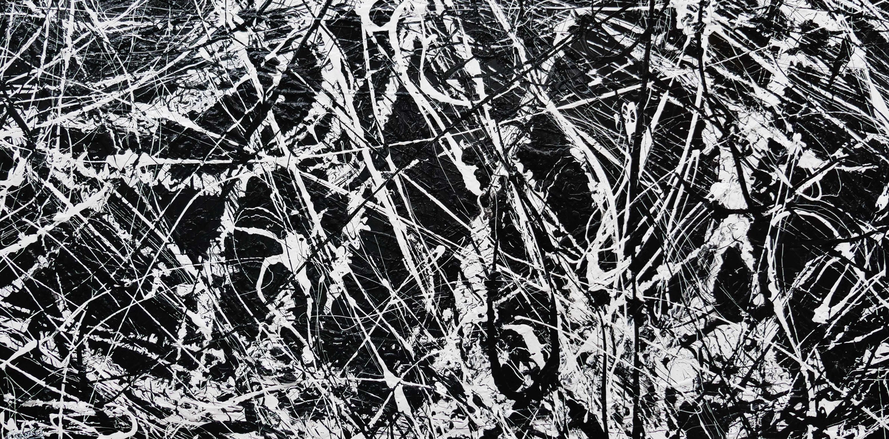 Brain Freezer 240cm x 120cm Black White Textured Abstract Painting (SOLD)-Abstract-[Franko_Artist]-[Australian_artist]-[Gold_Coast]-[Brisbane]-[modern]-[contemporary]-[original]-[Large_artwork]-Franklin Art Studio