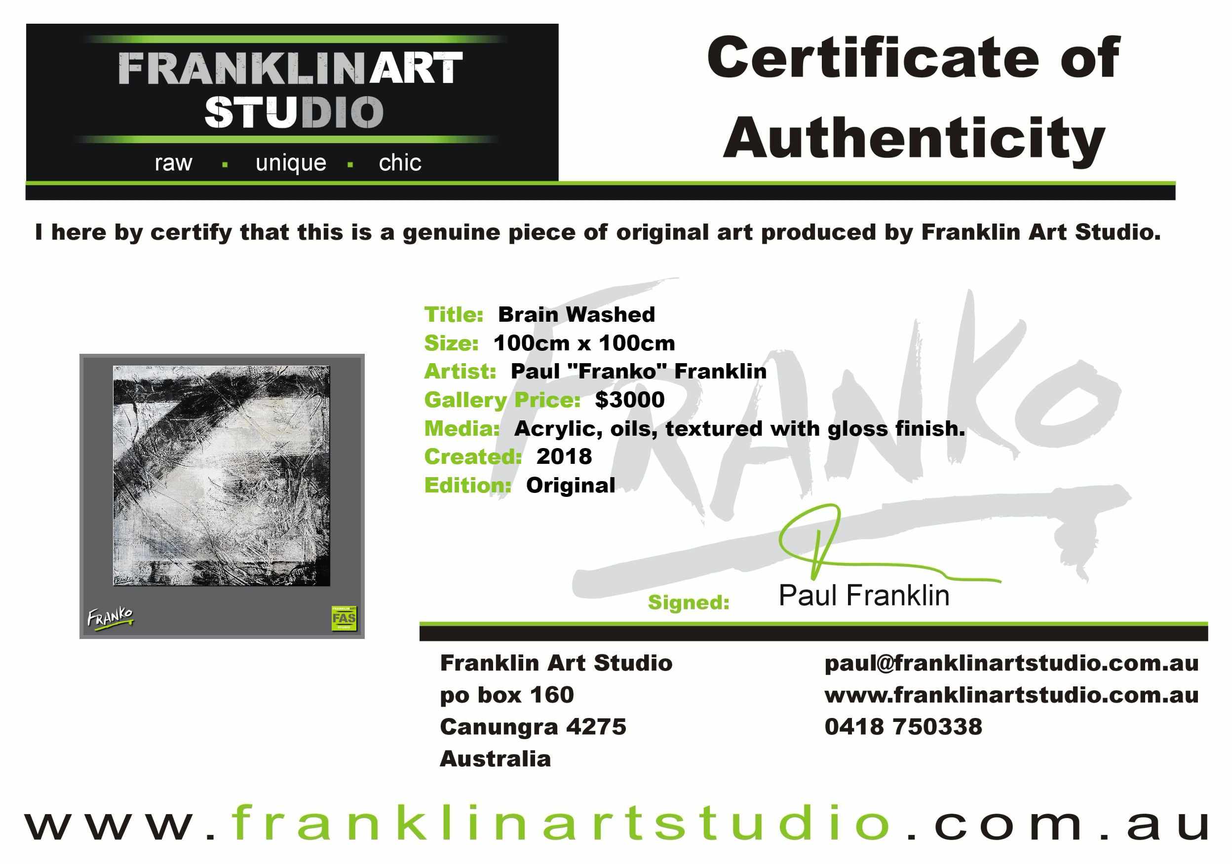 Brainwashed 100cm x 100cm Grey Black Abstract Painting (SOLD)-Abstract-[Franko_Artist]-[The_Block]-[Dream_Homes]-[ideas]-[Grand_Designs]-[Art_Lover]-Franklin Art Studio