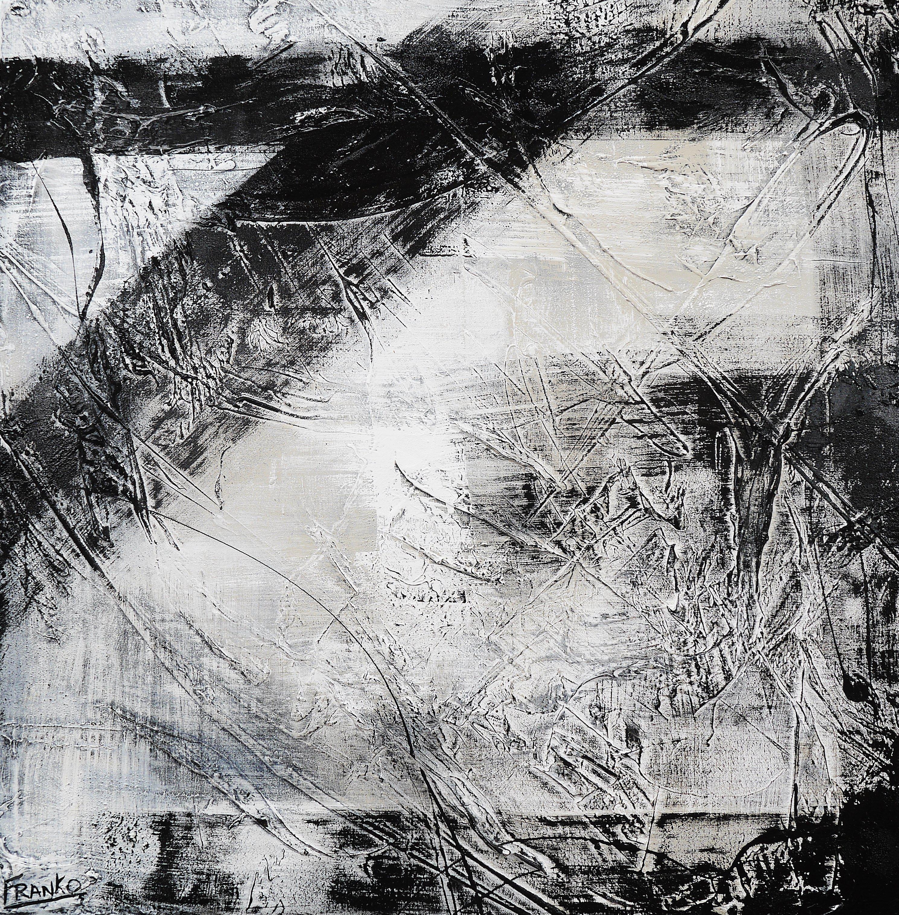 Brainwashed 100cm x 100cm Grey Black Abstract Painting (SOLD)-Abstract-[Franko_Artist]-[Australian_artist]-[Gold_Coast]-[Brisbane]-[modern]-[contemporary]-[original]-[Large_artwork]-Franklin Art Studio