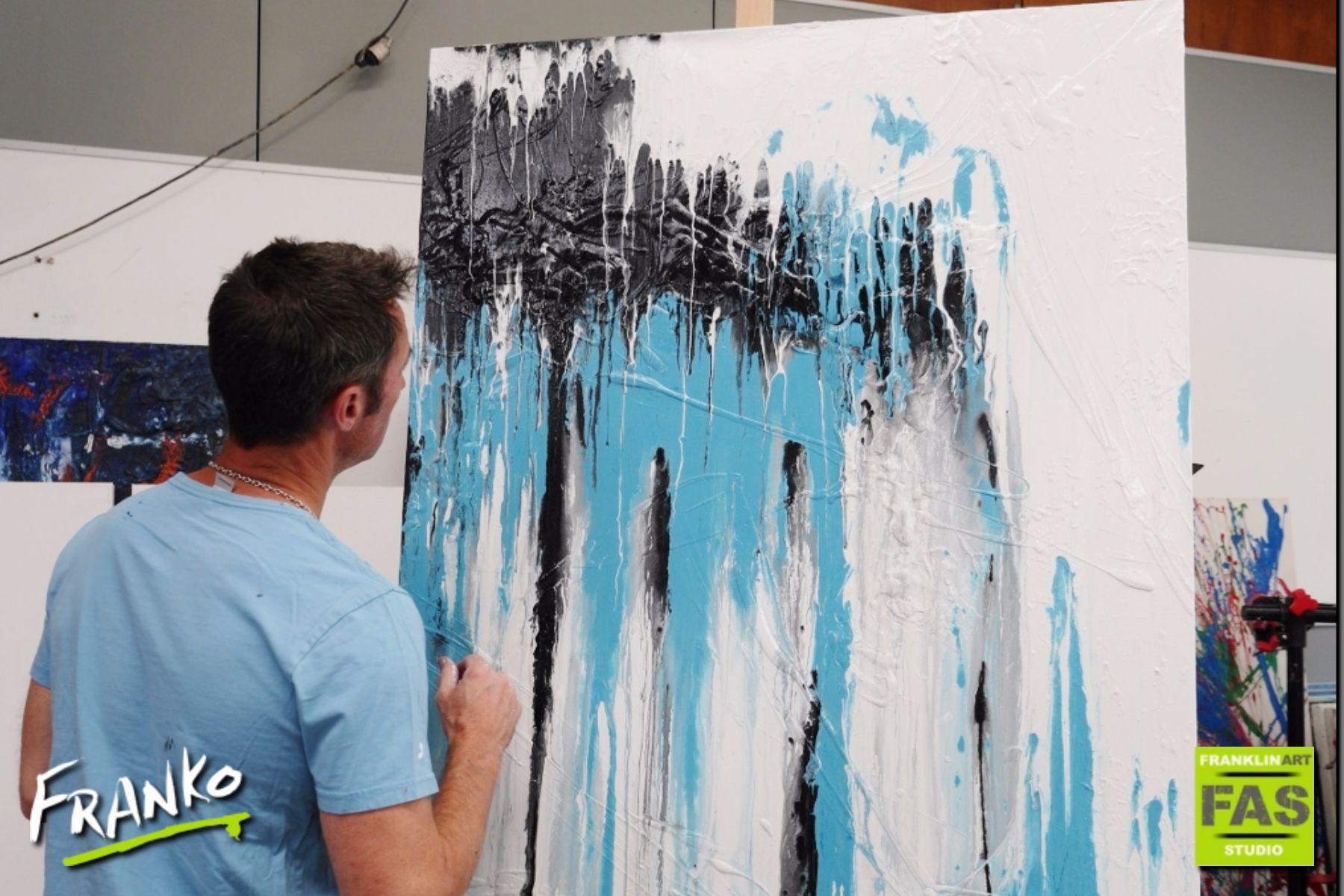 Bright Blue 120cm x 100cm Blue Abstract Painting (SOLD)-abstract-[Franko_Artist]-[The_Block]-[Dream_Homes]-[ideas]- [Grand_Designs]-Franklin Art Studio