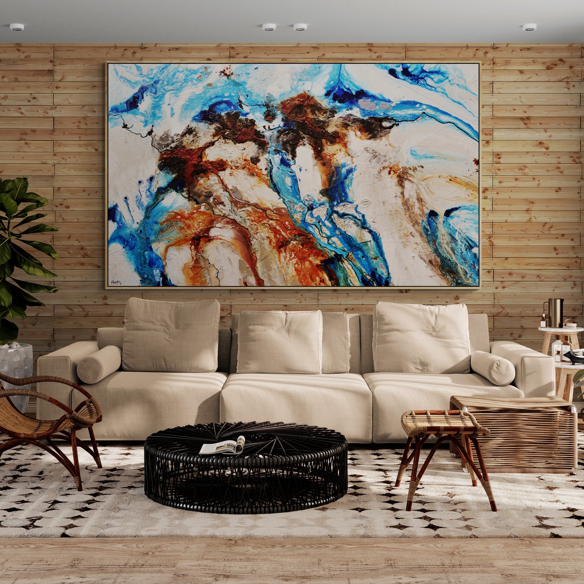 Big Country 280cm x 170cm Blue Rust Cream Textured Abstract Painting (SOLD)-Abstract-[Franko_Artist]-[Australian_artist]-[Gold_Coast]-[Brisbane]-[modern]-[contemporary]-[original]-[Large_artwork]-[The_Block]-[Dream_Homes]-[ideas]-[Grand_Designs]-[Art_Lover]-Franklin Art Studio