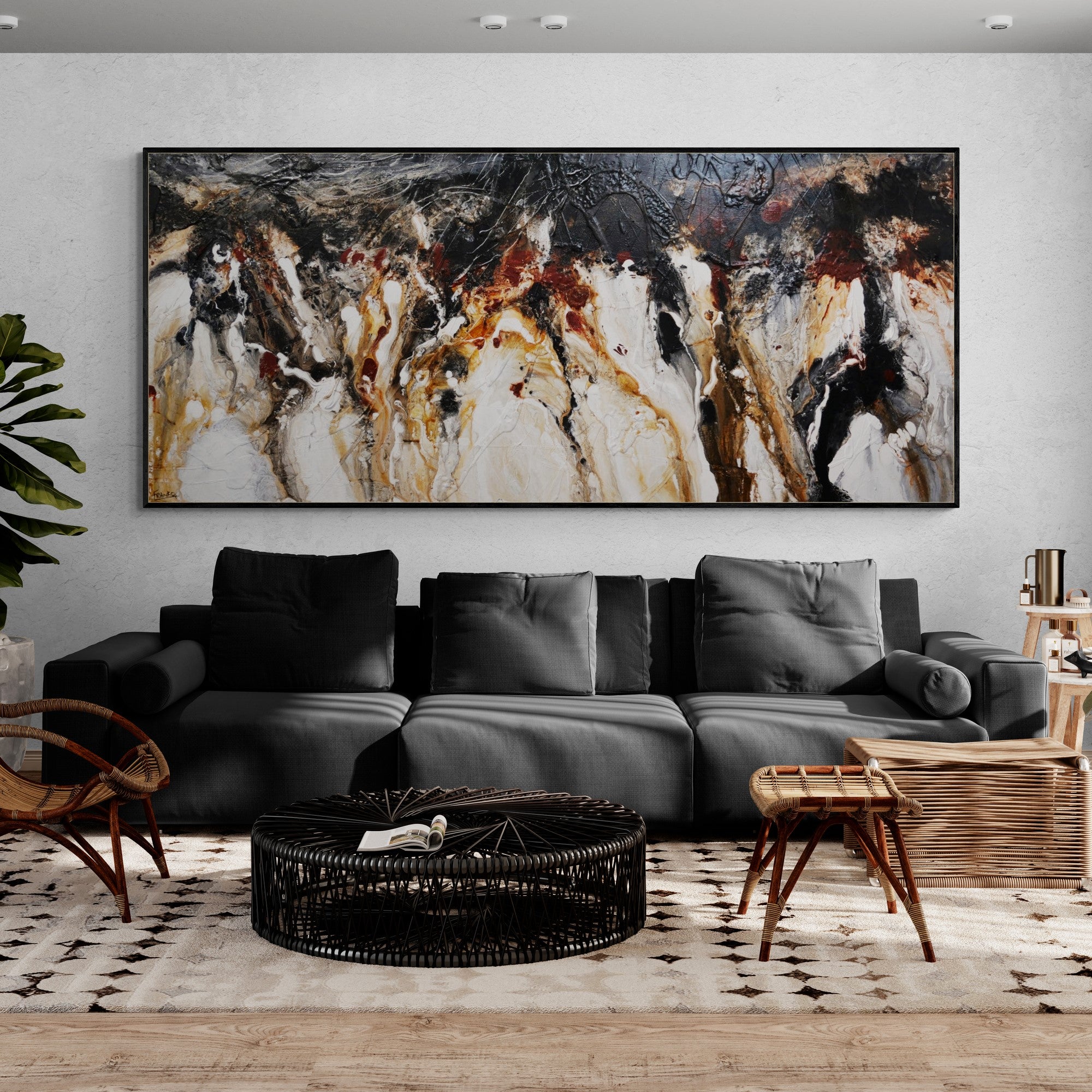 Pangea 270cm x 120cm Black Oxide Rust Textured Abstract Painting (SOLD)-Abstract-[Franko_Artist]-[Australian_artist]-[Gold_Coast]-[Brisbane]-[modern]-[contemporary]-[original]-[Large_artwork]-[The_Block]-[Dream_Homes]-[ideas]-[Grand_Designs]-[Art_Lover]-Franklin Art Studio