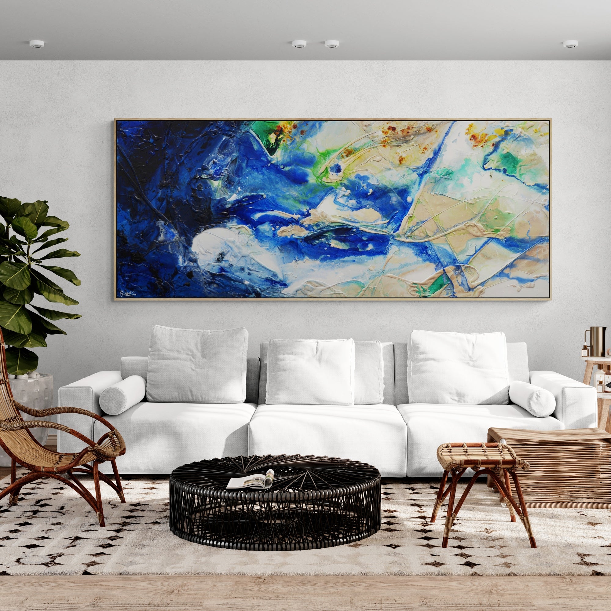 The Natural 240cm x 100cm Blue Green Cream Textured Abstract Painting (SOLD)-Abstract-[Franko_Artist]-[Australian_artist]-[Gold_Coast]-[Brisbane]-[modern]-[contemporary]-[original]-[Large_artwork]-[The_Block]-[Dream_Homes]-[ideas]-[Grand_Designs]-[Art_Lover]-Franklin Art Studio
