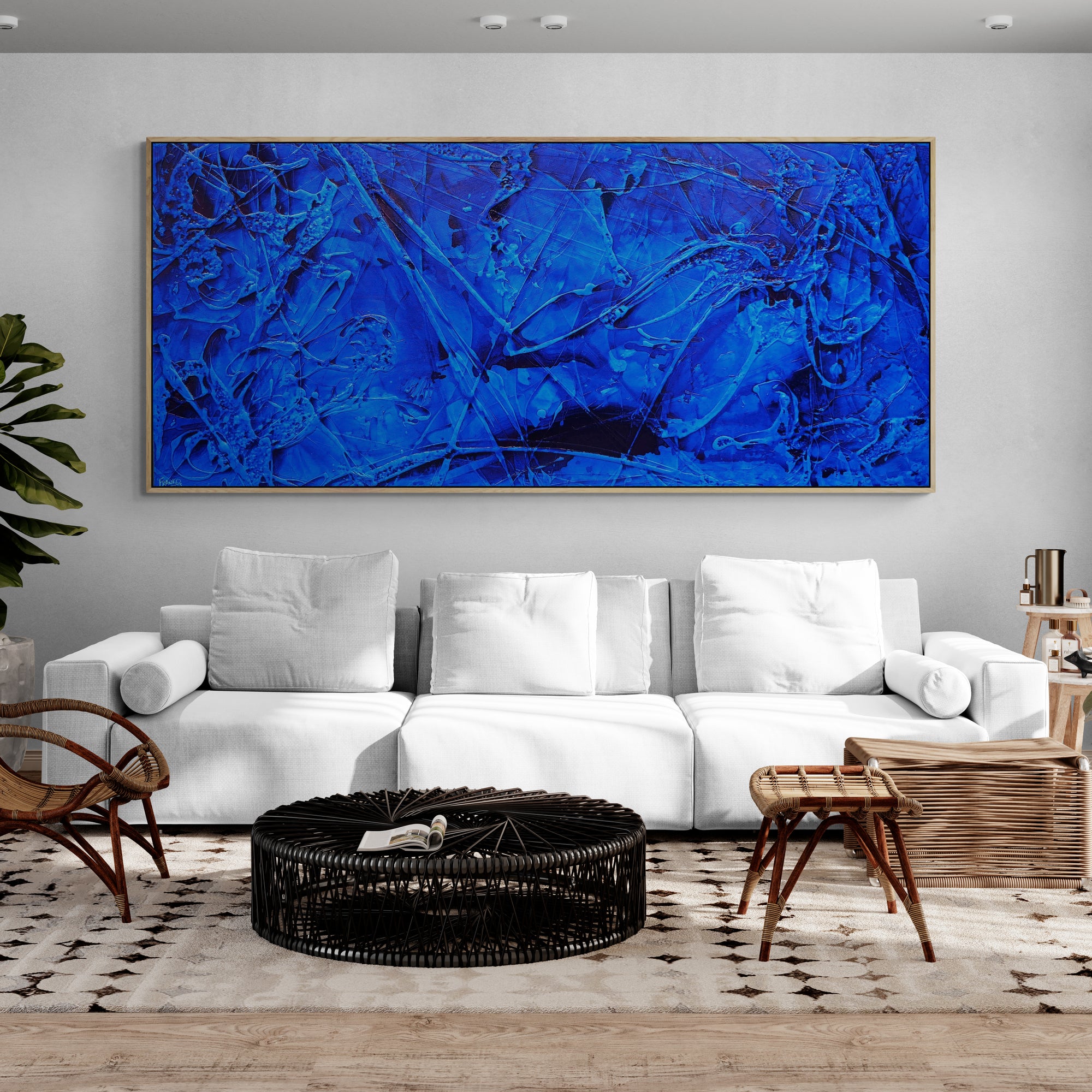Inked Euphoria 270cm x 120cm Blue Ink Textured Abstract Painting (SOLD)-Abstract-[Franko_Artist]-[Australian_artist]-[Gold_Coast]-[Brisbane]-[modern]-[contemporary]-[original]-[Large_artwork]-[The_Block]-[Dream_Homes]-[ideas]-[Grand_Designs]-[Art_Lover]-Franklin Art Studio