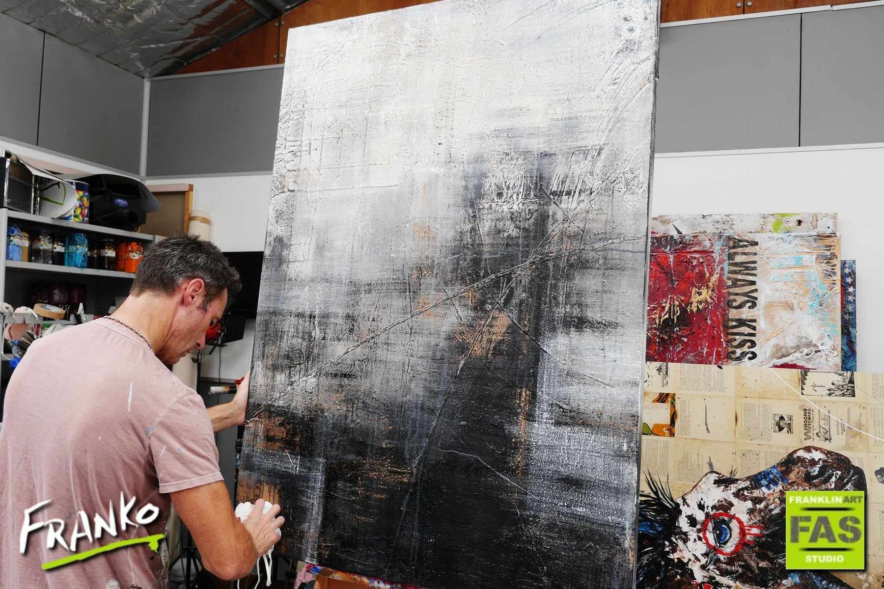 Bronze Age 140cm x 100cm Grey Black Abstract Painting (SOLD)-Abstract-[Franko_Artist]-[The_Block]-[Dream_Homes]-[ideas]- [Grand_Designs]-Franklin Art Studio