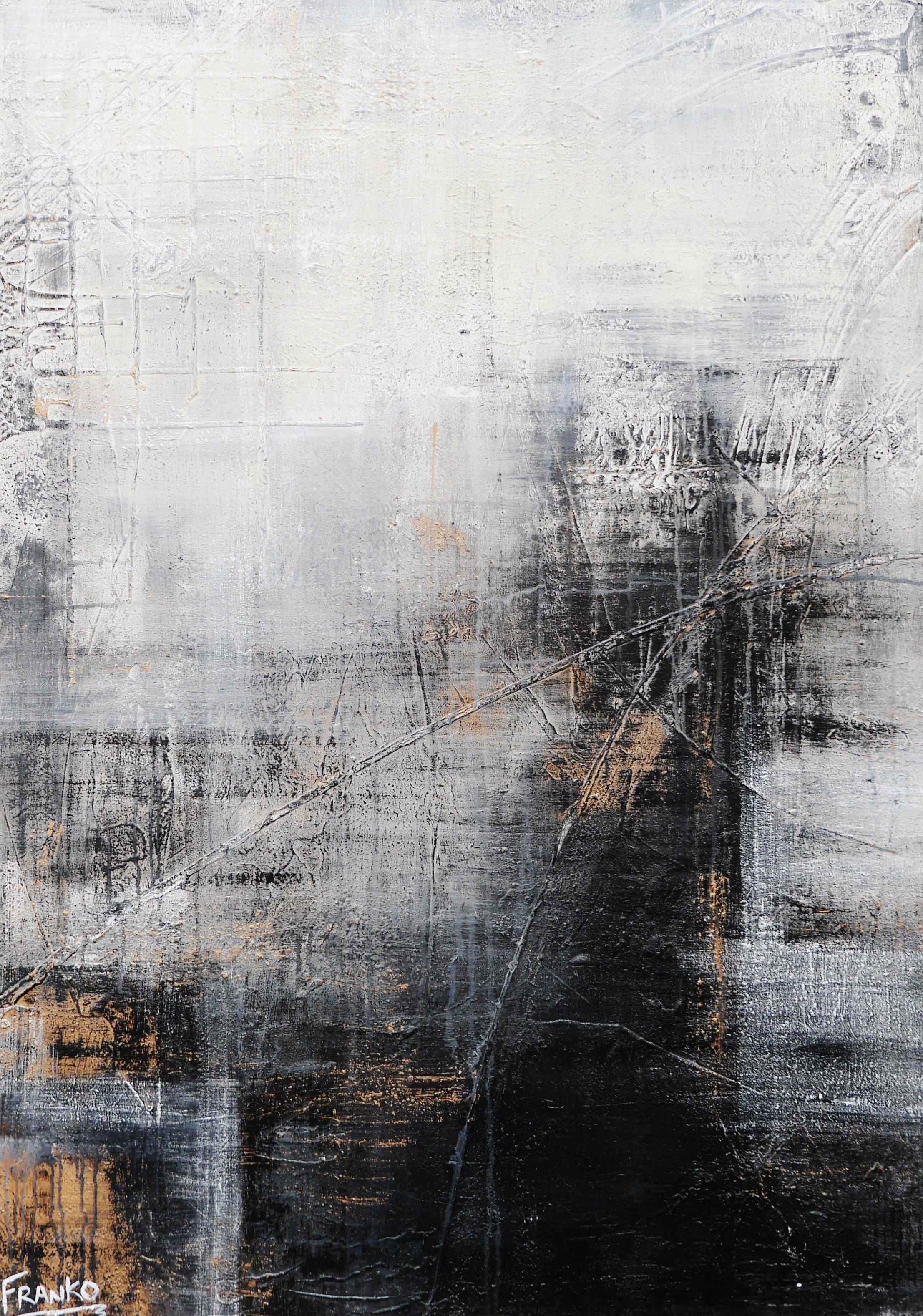 Bronze Age 140cm x 100cm Grey Black Abstract Painting (SOLD)-Abstract-[Franko_Artist]-[Australian_artist]-[Gold_Coast]-[Brisbane]-[modern]-[contemporary]-[original]-[Large_artwork]-Franklin Art Studio