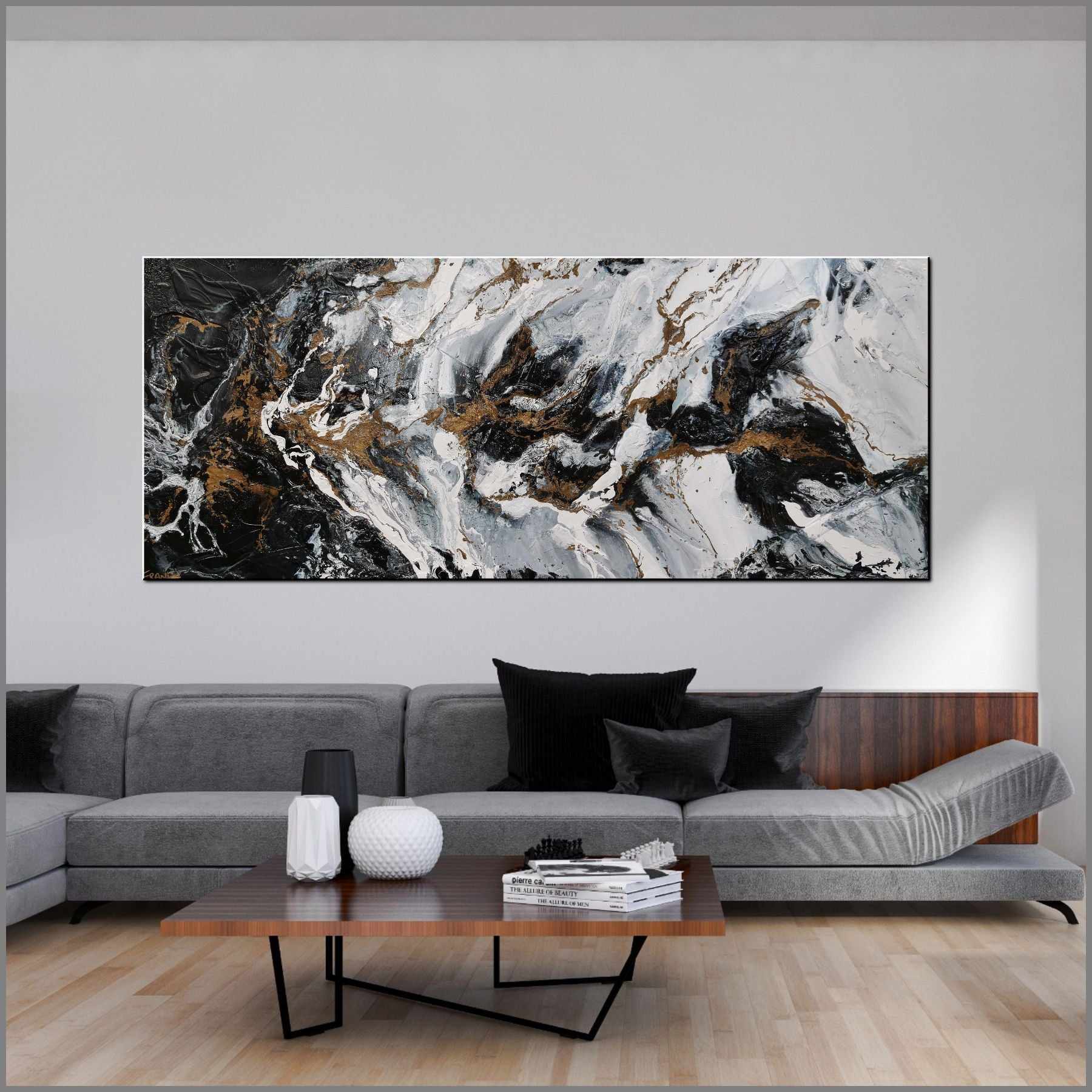 Bronzed Golden Ransom 240cm x 100cm Black Gold Textured Abstract Painting (SOLD)-Abstract-[Franko_Artist]-[Australian_artist]-[Gold_Coast]-[Brisbane]-[modern]-[contemporary]-[original]-[Large_artwork]-[The_Block]-[Dream_Homes]-[ideas]-[Grand_Designs]-[Art_Lover]-Franklin Art Studio