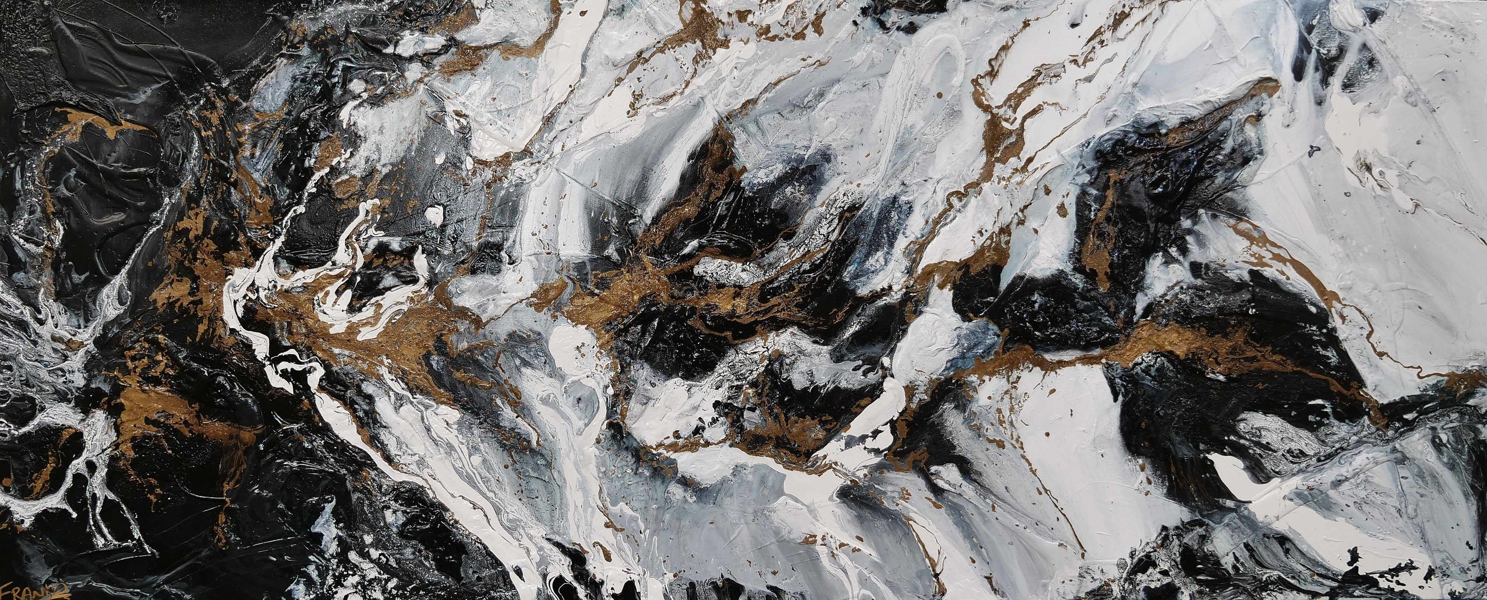 Bronzed Golden Ransom 240cm x 100cm Black Gold Textured Abstract Painting (SOLD)-Abstract-[Franko_Artist]-[Australian_artist]-[Gold_Coast]-[Brisbane]-[modern]-[contemporary]-[original]-[Large_artwork]-Franklin Art Studio