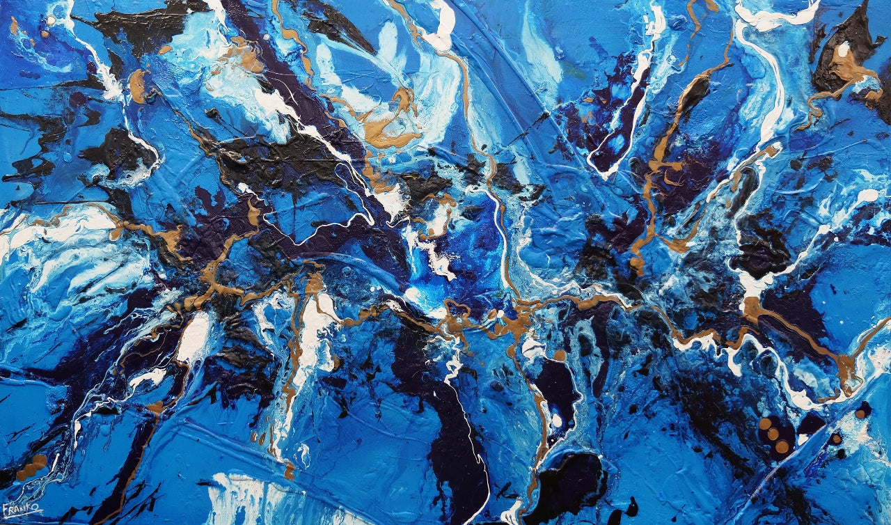 Bronzed Sapphire 200cm x 120cm Blue Bronze Textured Abstract Painting (SOLD)-Abstract-[Franko_Artist]-[Australian_artist]-[Gold_Coast]-[Brisbane]-[modern]-[contemporary]-[original]-[Large_artwork]-Franklin Art Studio