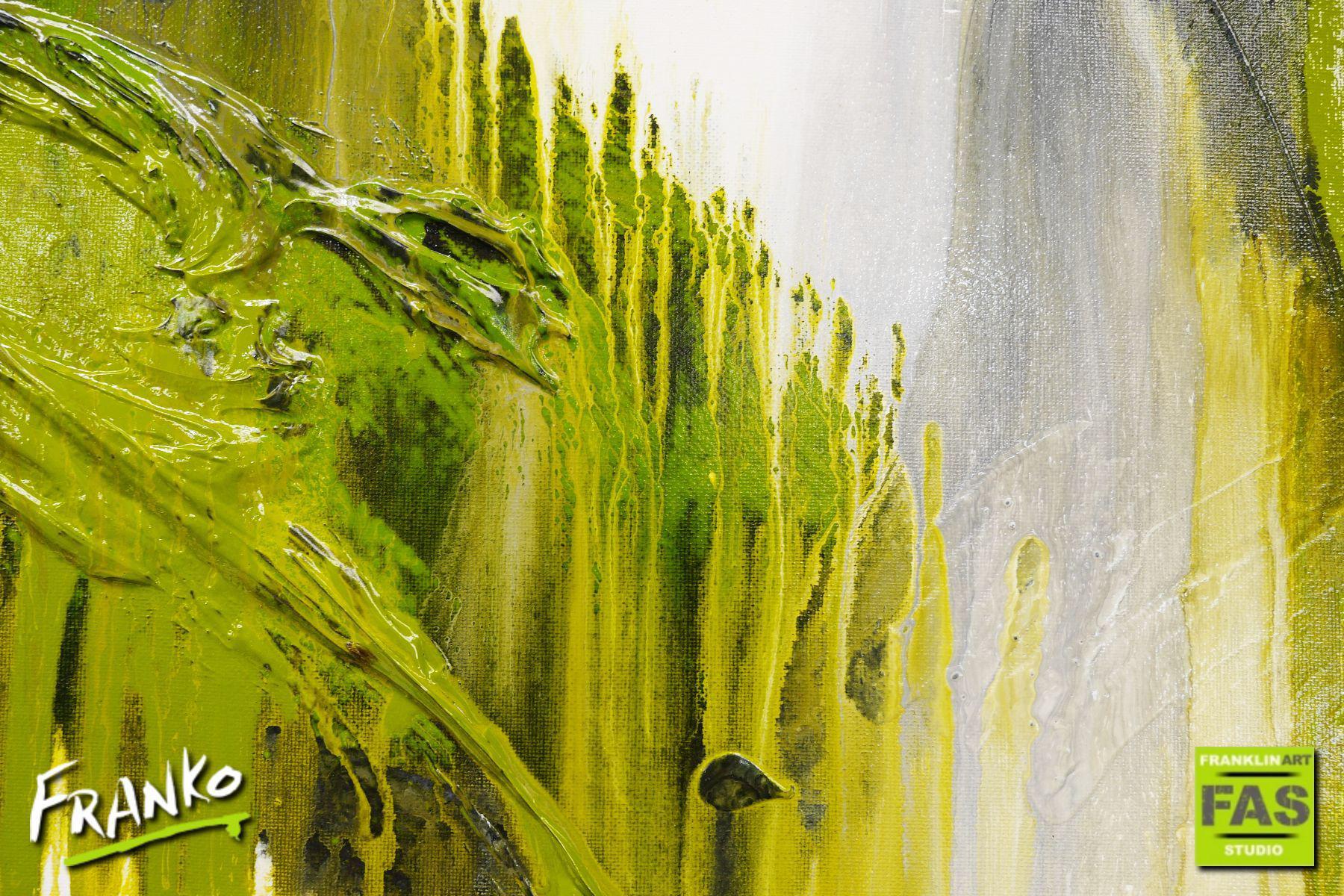 Brush Bush 160cm x 60cm Black Green White Abstract Painting (SOLD)