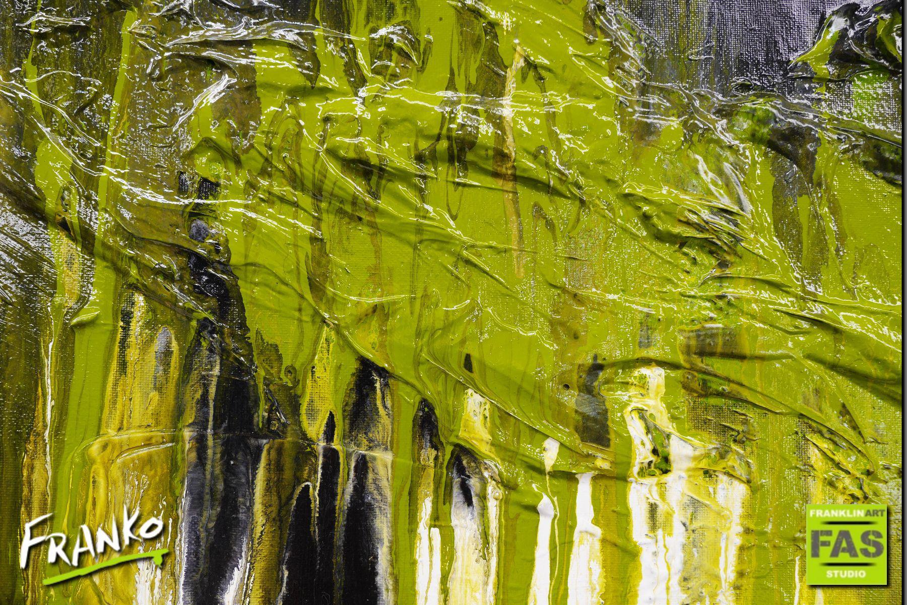 Brush Bush 160cm x 60cm Black Green White Abstract Painting (SOLD)