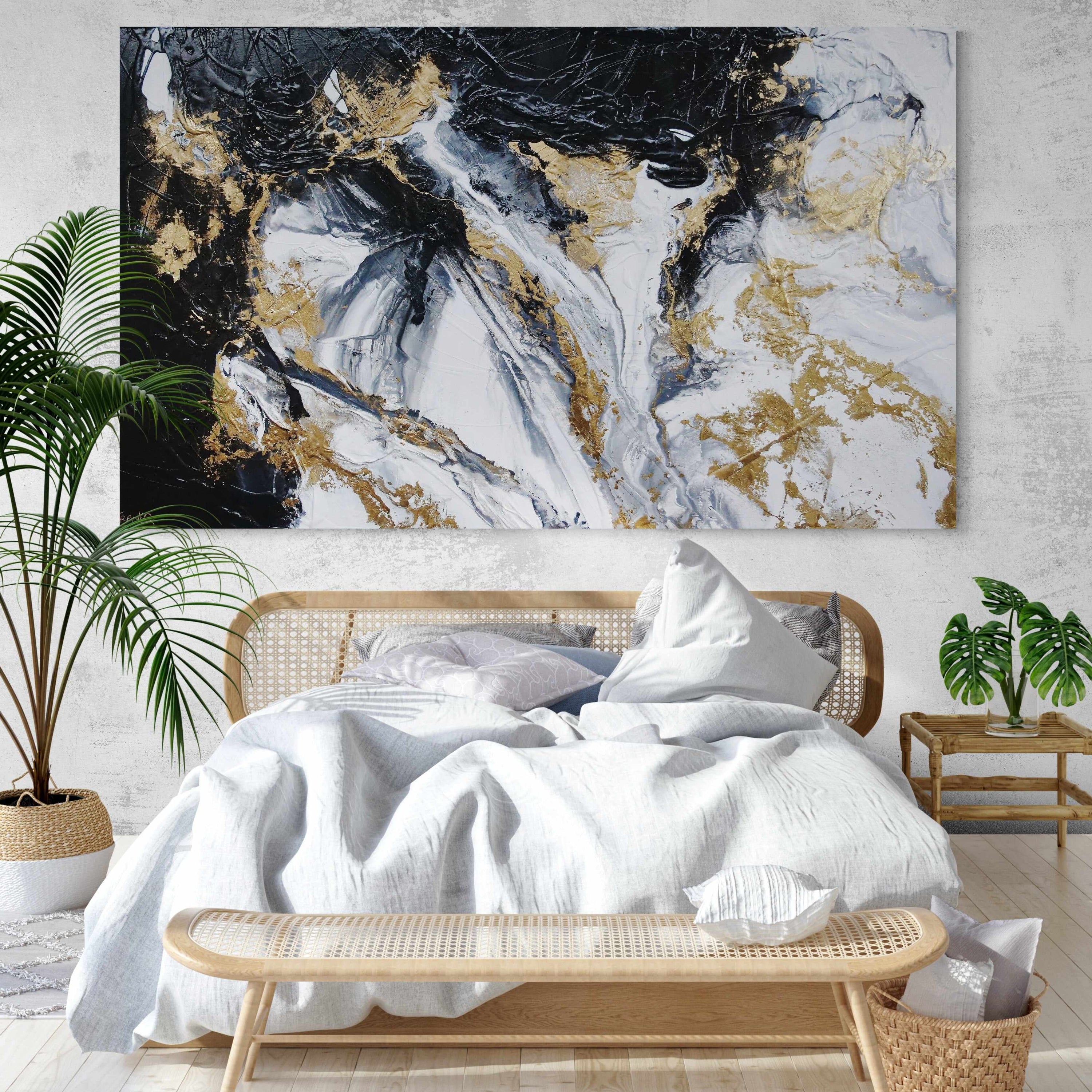 Bullion 200cm x 120cm Black White Gold Textured Abstract Painting (SOLD)-Abstract-[Franko_Artist]-[Australian_artist]-[Gold_Coast]-[Brisbane]-[modern]-[contemporary]-[original]-[Large_artwork]-[The_Block]-[Dream_Homes]-[ideas]-[Grand_Designs]-[Art_Lover]-Franklin Art Studio