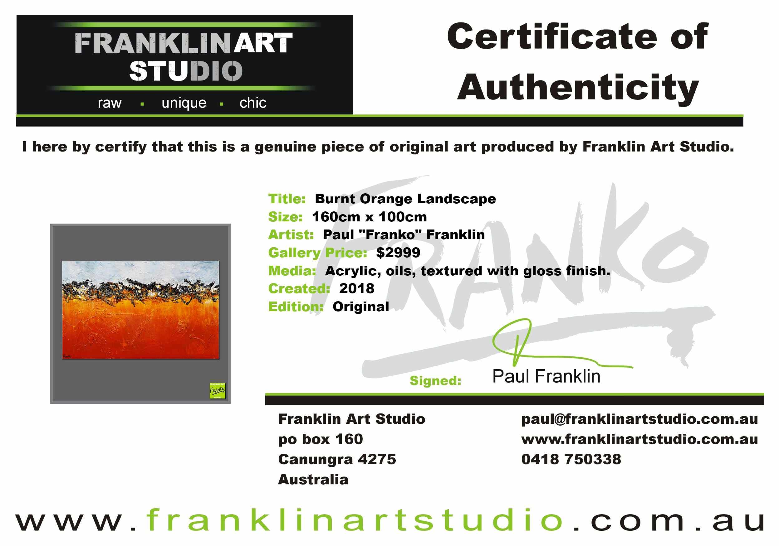 Burnt Orange Landscape 160cm x 100cm Blue Orange Textured Abstract Painting (SOLD)-Abstract-[Franko_Artist]-[The_Block]-[Dream_Homes]-[ideas]-[Grand_Designs]-[Art_Lover]-Franklin Art Studio