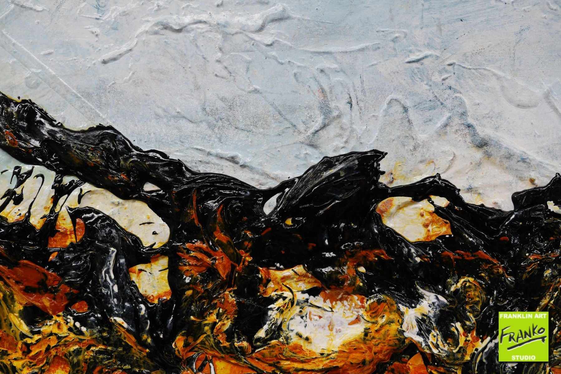 Burnt Orange Landscape 160cm x 100cm Blue Orange Textured Abstract Painting (SOLD)