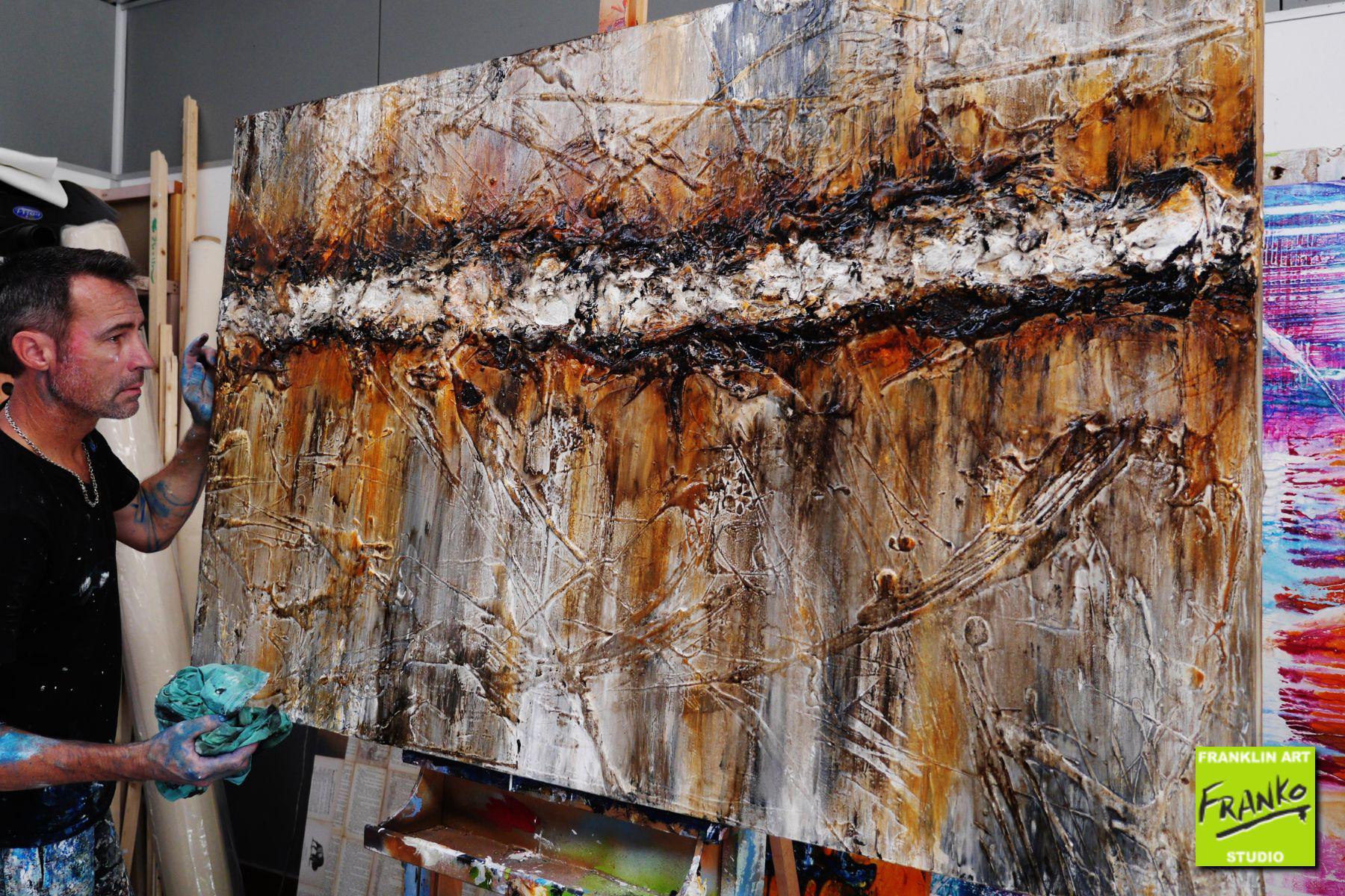 Burra Burra 160cm x 100cm Brown White Grey Textured Abstract Painting (SOLD)-Abstract-[Franko_Artist]-[The_Block]-[Dream_Homes]-[ideas]- [Grand_Designs]-Franklin Art Studio