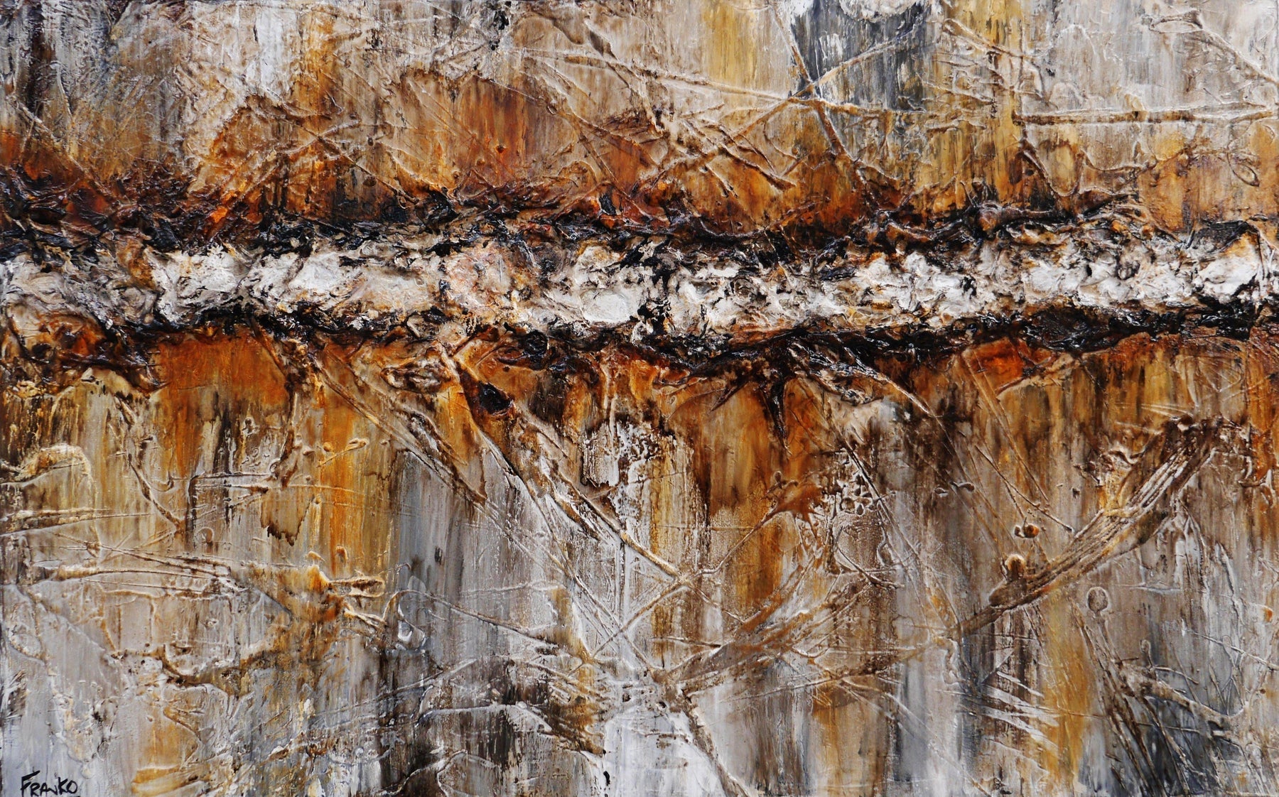Burra Burra 160cm x 100cm Brown White Grey Textured Abstract Painting (SOLD)-Abstract-[Franko_Artist]-[Australian_artist]-[Gold_Coast]-[Brisbane]-[modern]-[contemporary]-[original]-[Large_artwork]-Franklin Art Studio