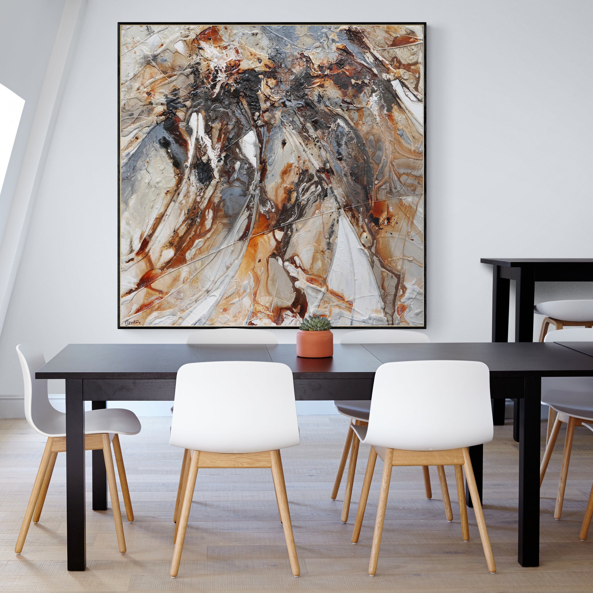Nara Rust 150cm x 150cm White Oxide Textured Abstract Painting (SOLD)-Abstract-[Franko_Artist]-[The_Block]-[Dream_Homes]-[ideas]-[Grand_Designs]-[Art_Lover]-Franklin Art Studio