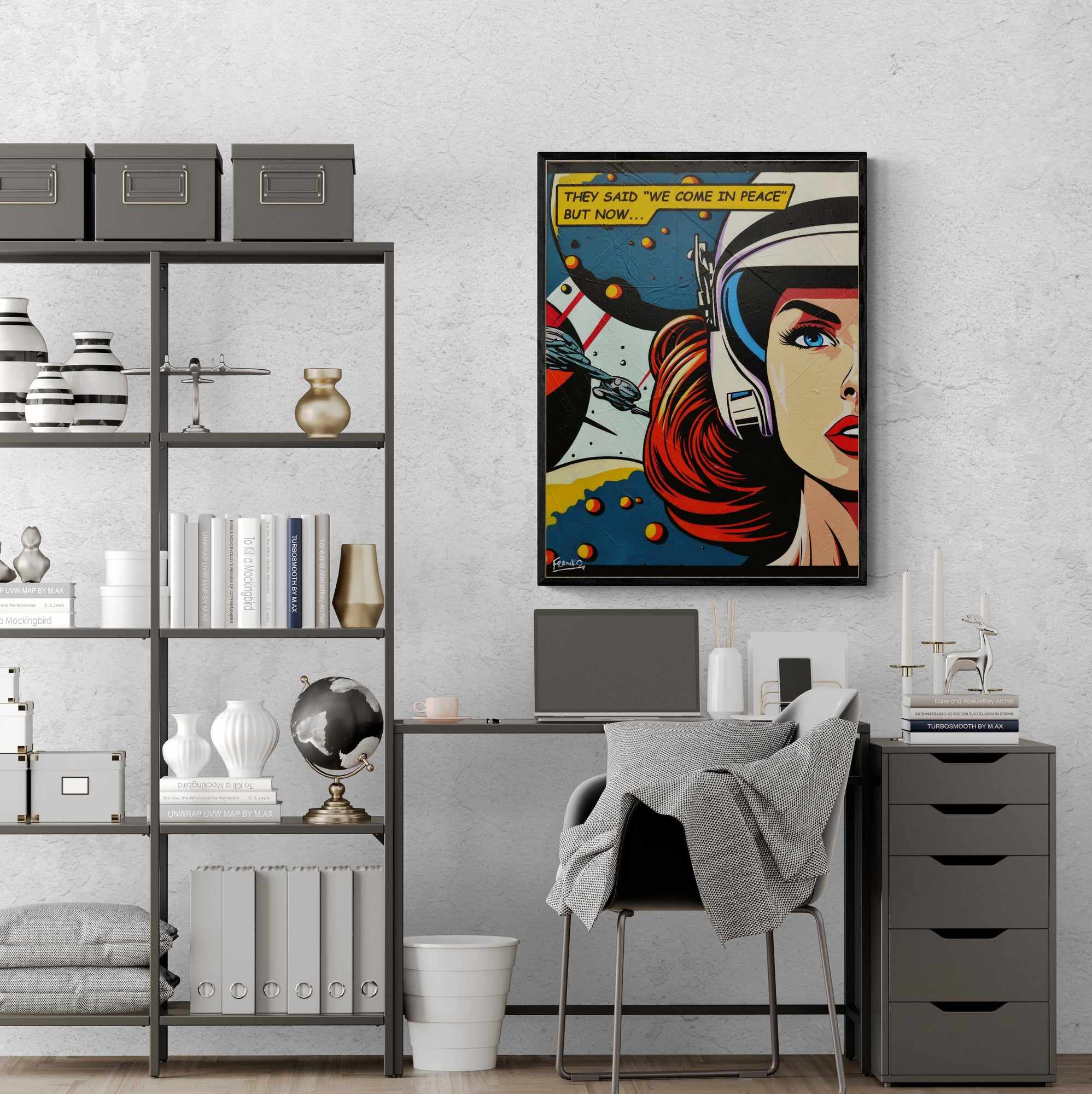 But Now... 75cm x 100cm Space Cadet Textured Urban Pop Art Painting (SOLD)-Urban Pop Art-[Franko_Artist]-[The_Block]-[Dream_Homes]-[ideas]- [Grand_Designs]-Franklin Art Studio