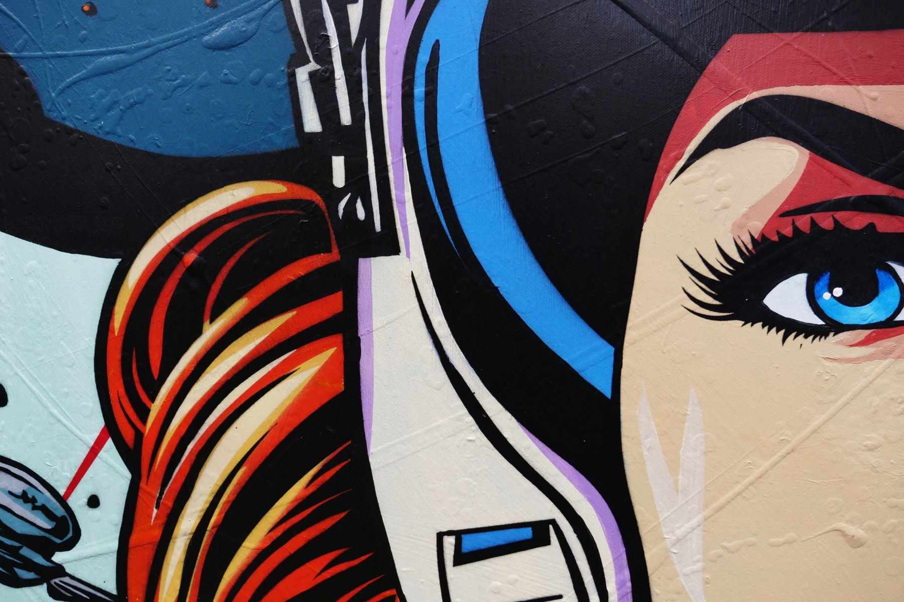 But Now... 75cm x 100cm Space Cadet Textured Urban Pop Art Painting (SOLD)-Urban Pop Art-[Franko_Artist]-[The_Block]-[Dream_Homes]-[ideas]-[Grand_Designs]-[Art_Lover]-Franklin Art Studio