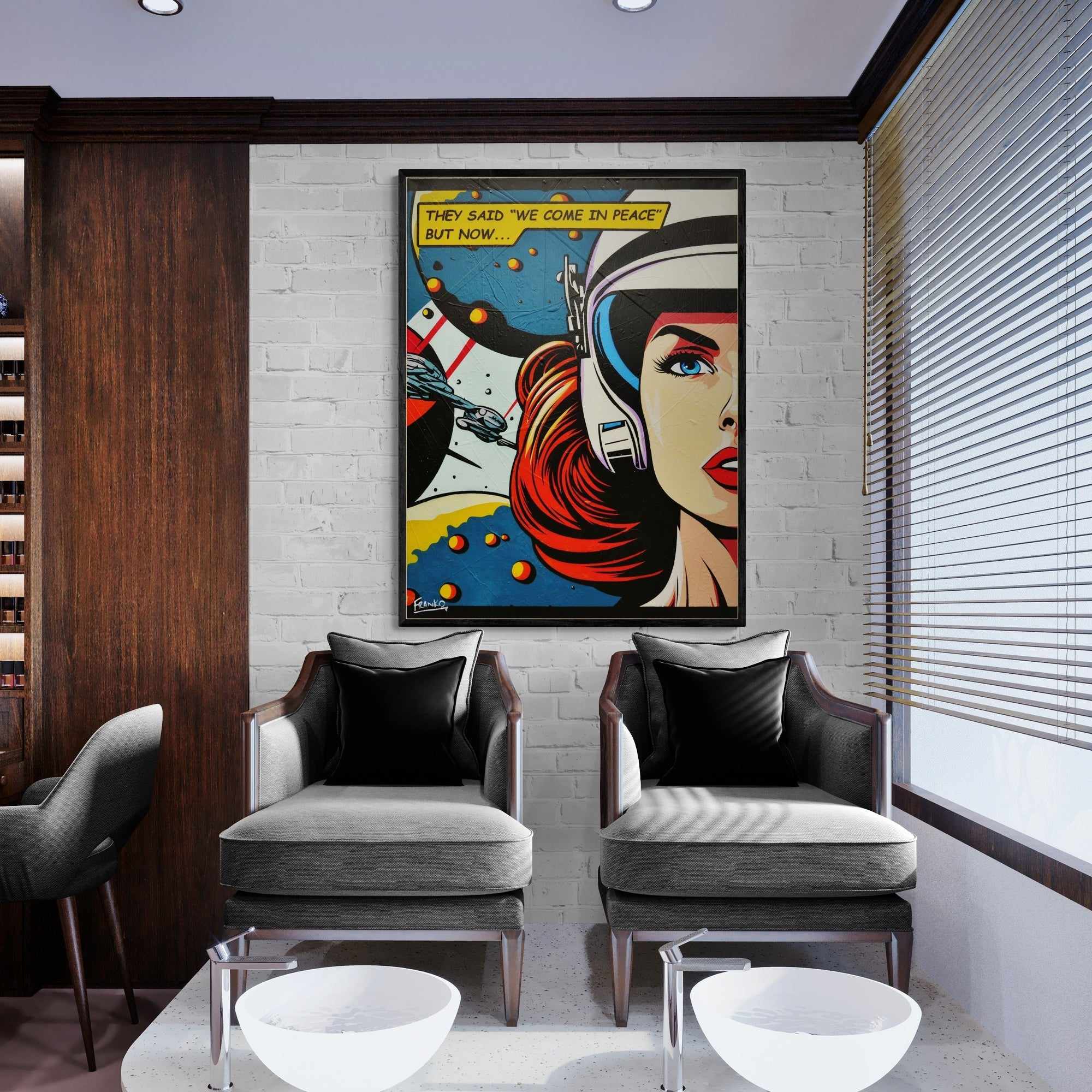 But Now... 75cm x 100cm Space Cadet Textured Urban Pop Art Painting (SOLD)-Urban Pop Art-[Franko_Artist]-[Australian_artist]-[Gold_Coast]-[Brisbane]-[modern]-[contemporary]-[original]-[Large_artwork]-[The_Block]-[Dream_Homes]-[ideas]-[Grand_Designs]-[Art_Lover]-Franklin Art Studio