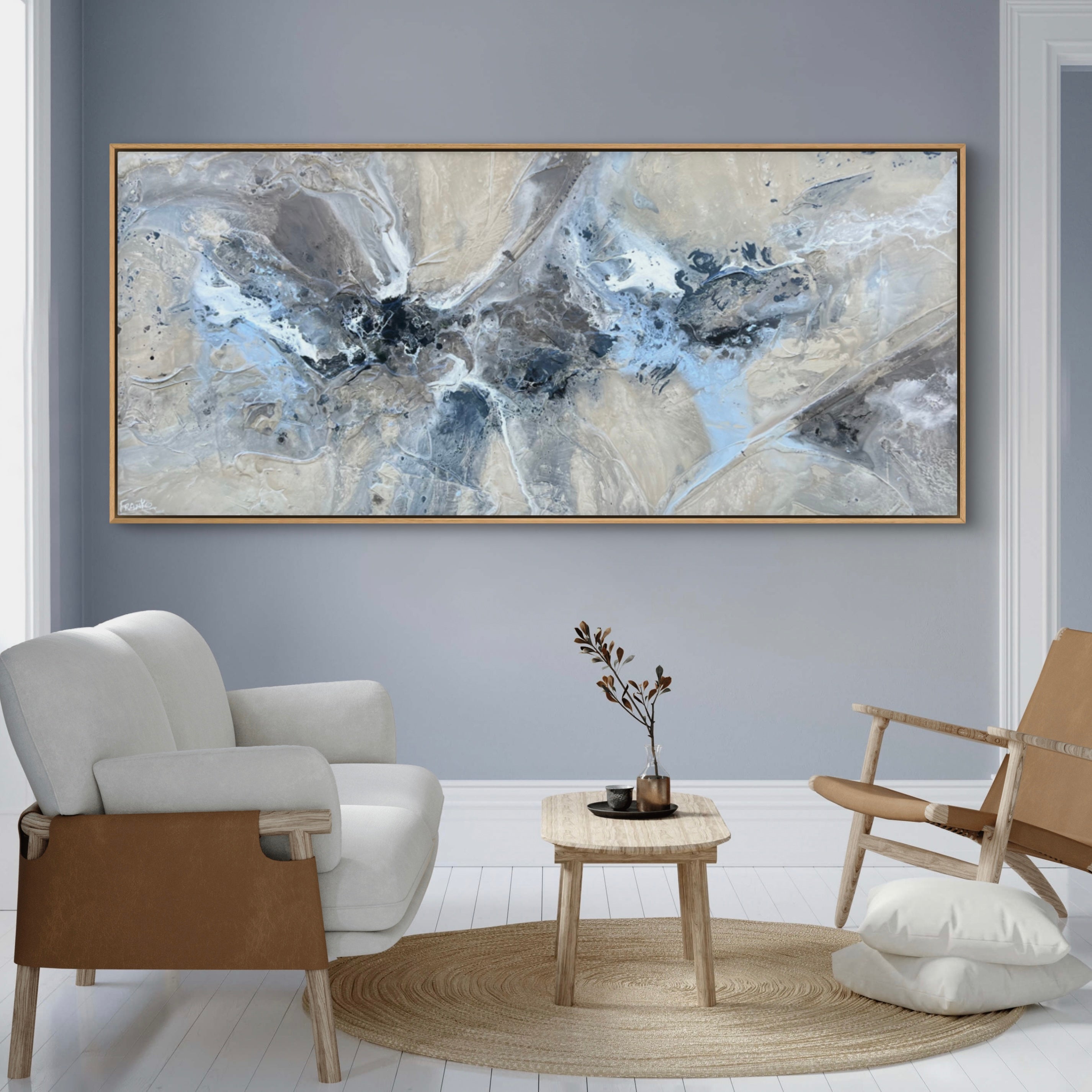 Powder 180cm x 80cm Malt Powder Blue Textured Abstract Painting (SOLD)-Abstract-[Franko_Artist]-[Australian_artist]-[Gold_Coast]-[Brisbane]-[modern]-[contemporary]-[original]-[Large_artwork]-[The_Block]-[Dream_Homes]-[ideas]-[Grand_Designs]-[Art_Lover]-Franklin Art Studio