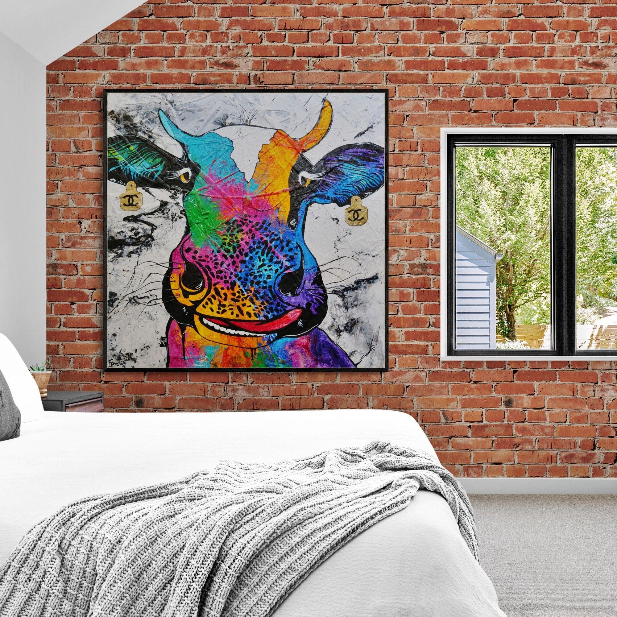 C.C. Steerling 120cm x 120cm Cow Abstract Realism Textured Painting (SOLD)-people-[Franko_Artist]-[Australian_artist]-[Gold_Coast]-[Brisbane]-[modern]-[contemporary]-[original]-[Large_artwork]-[The_Block]-[Dream_Homes]-[ideas]-[Grand_Designs]-[Art_Lover]-Franklin Art Studio
