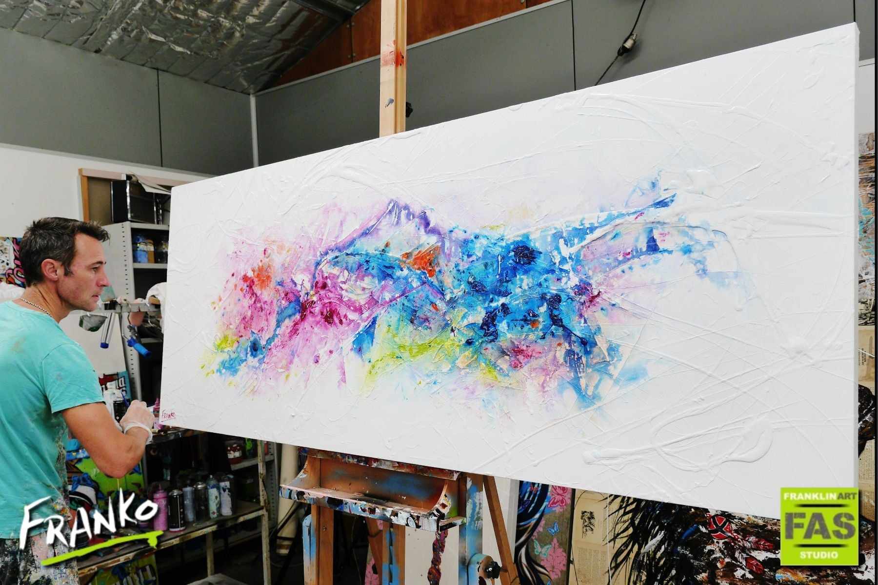 Candy Bouquet 200cm x 80cm Colourful Abstract Painting (SOLD)-Abstract-[Franko_Artist]-[The_Block]-[Dream_Homes]-[ideas]- [Grand_Designs]-Franklin Art Studio